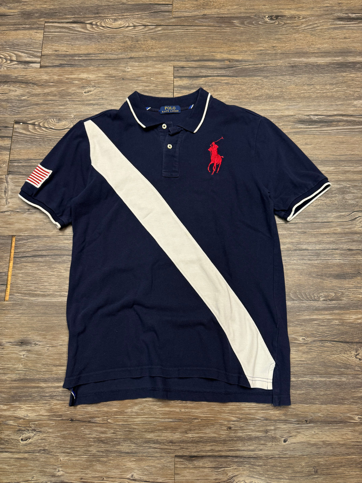 POLO RALPH LAUREN BIG PONY USA SEATBELT POLO SHIRT (M)