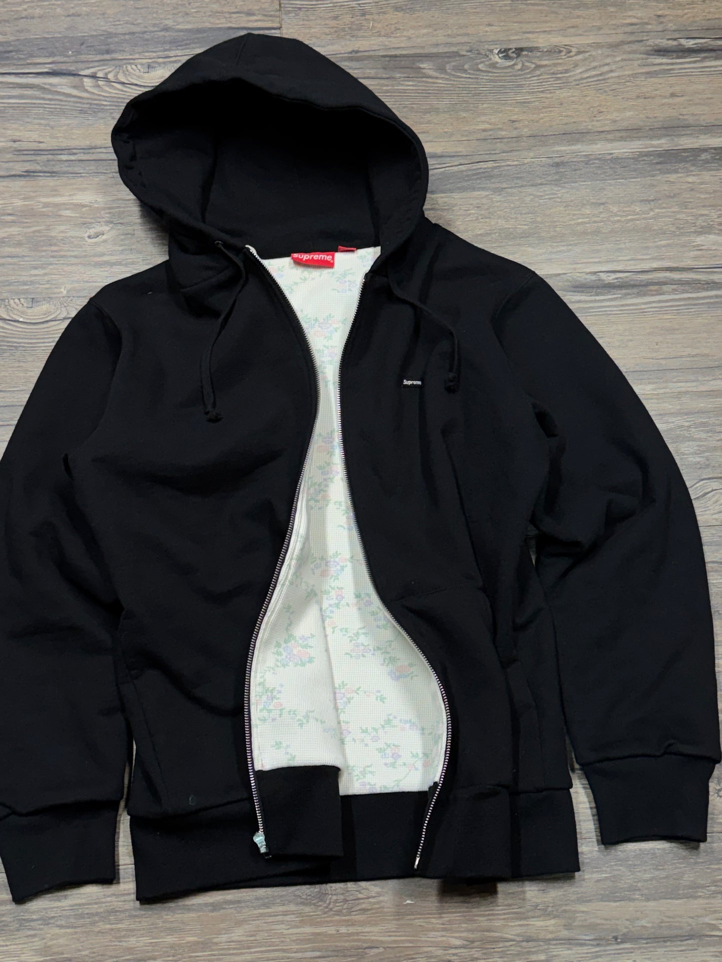 SUPREME BLACK THERMAL LINED HOODIE (L)