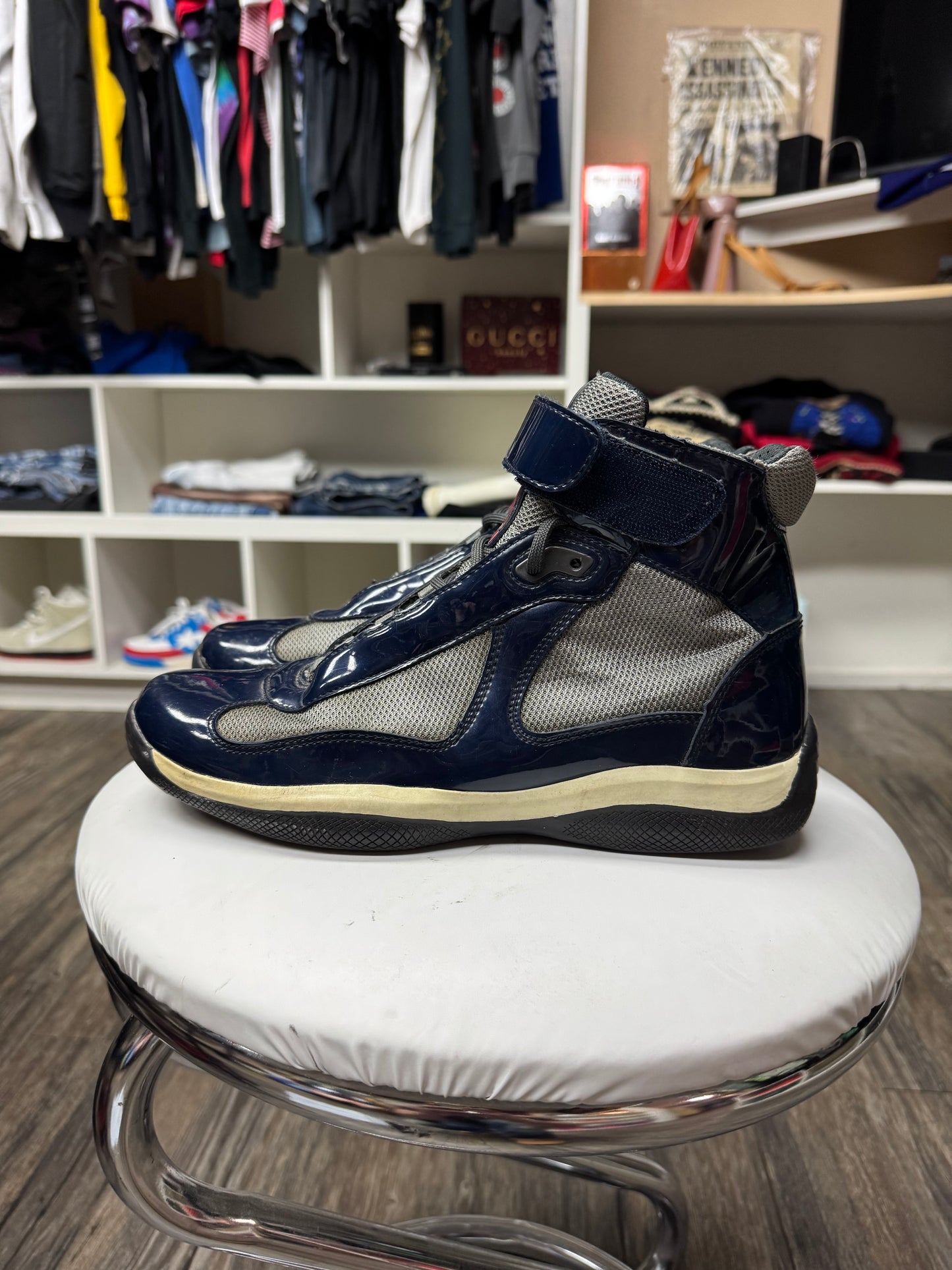 PRADA PATENT LEATHER HITOP CUPS (9-9.5)