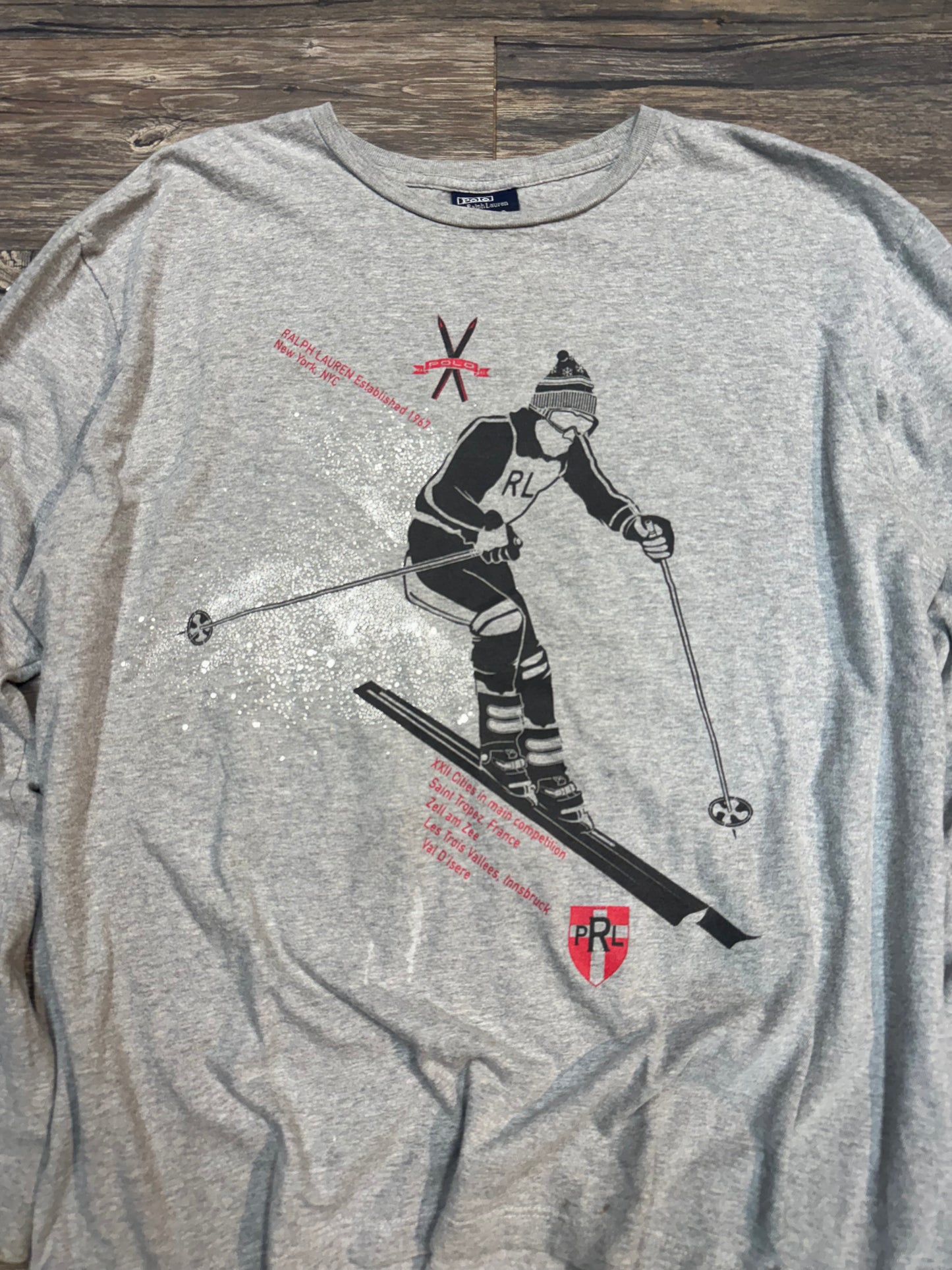 POLO RALPH LAUREN SKI GRAPHIC LONG SLEEVE T-SHIRT (LARGE)