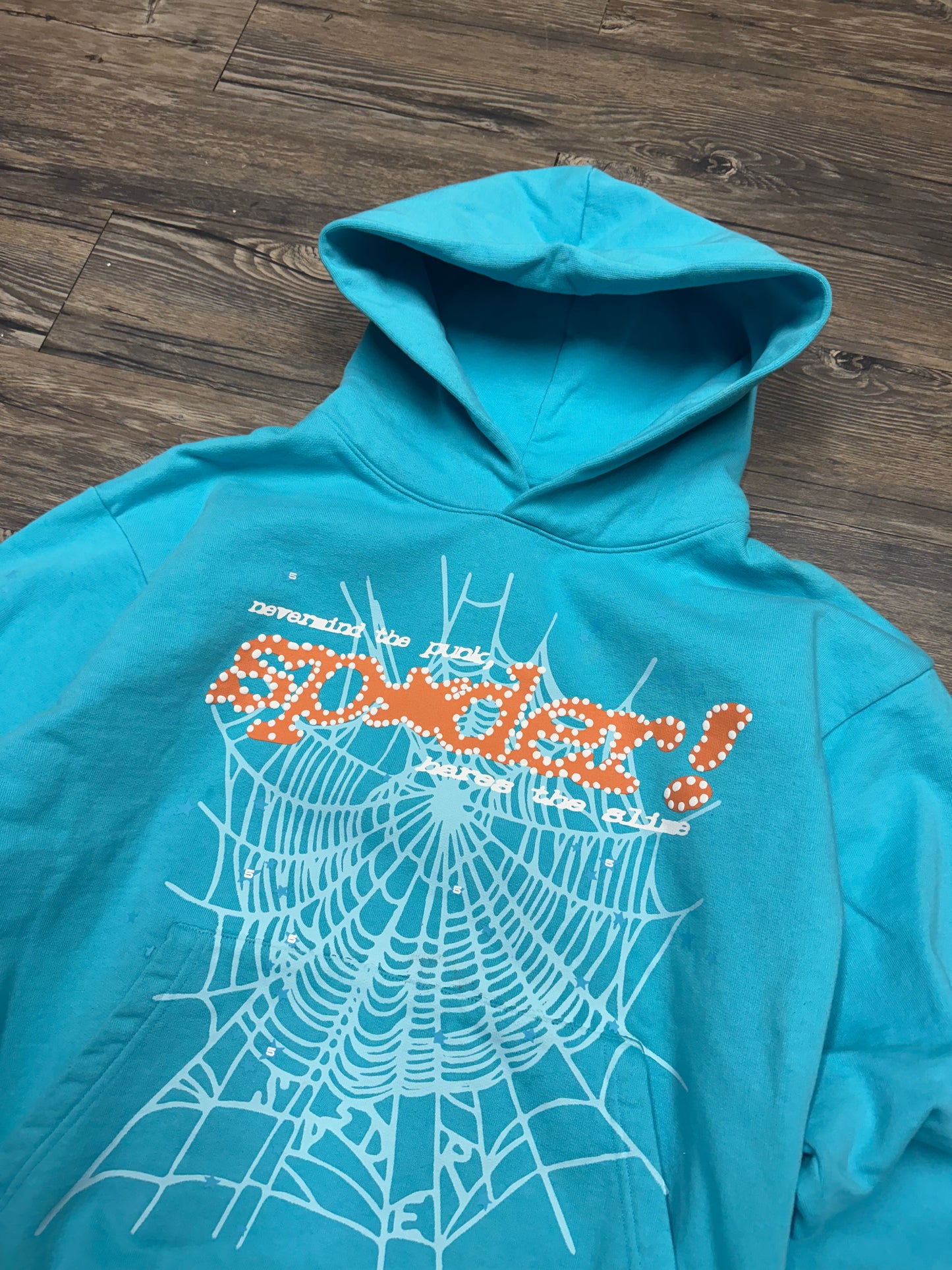 SP5DER HOODIE BLUE AND ORANGE (L)