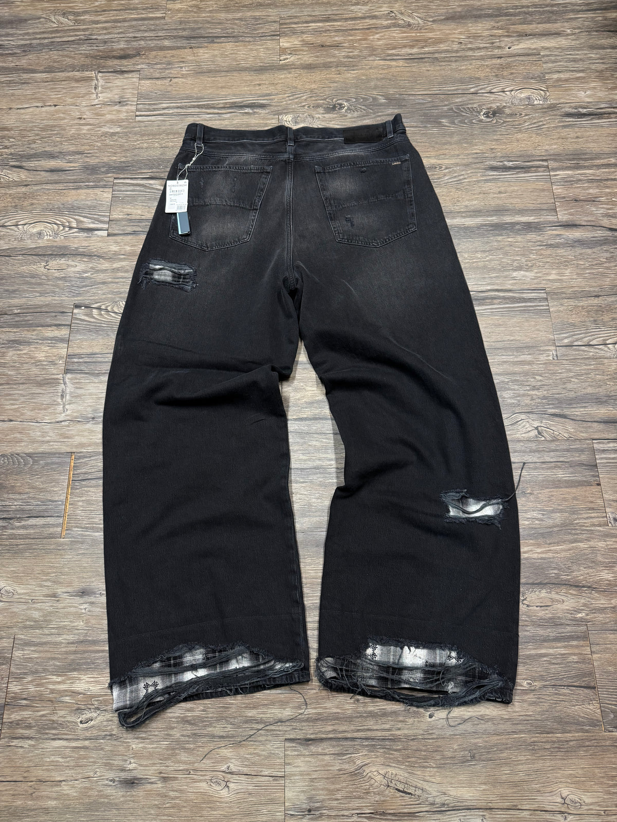 AMIRI SS26 FLANNEL REPAIR DESTRESSED FLANNEL JEANS (38)
