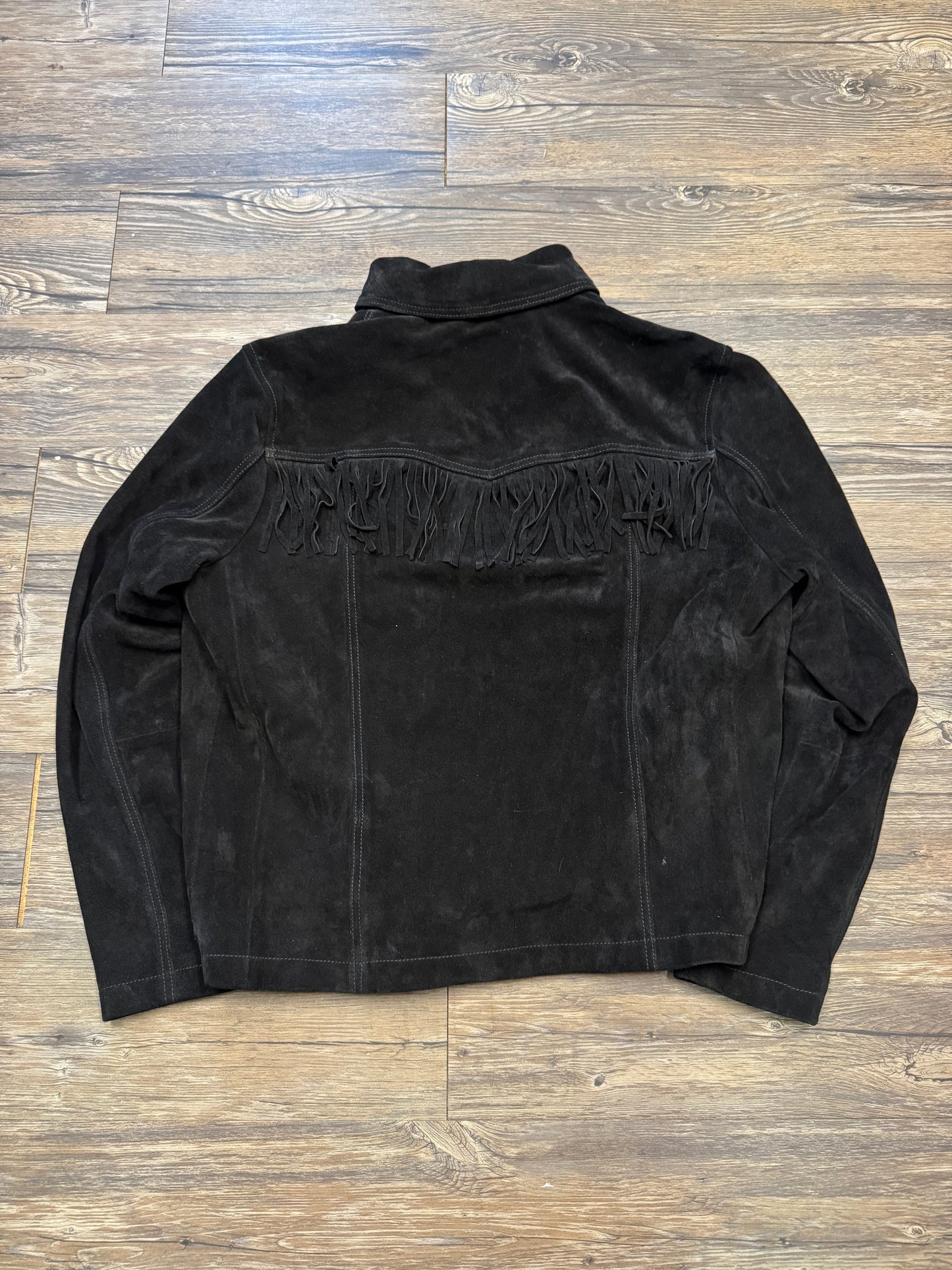 ALL SAINTS WARREN SUEDE FRINGE LEATHER JACKET (M)