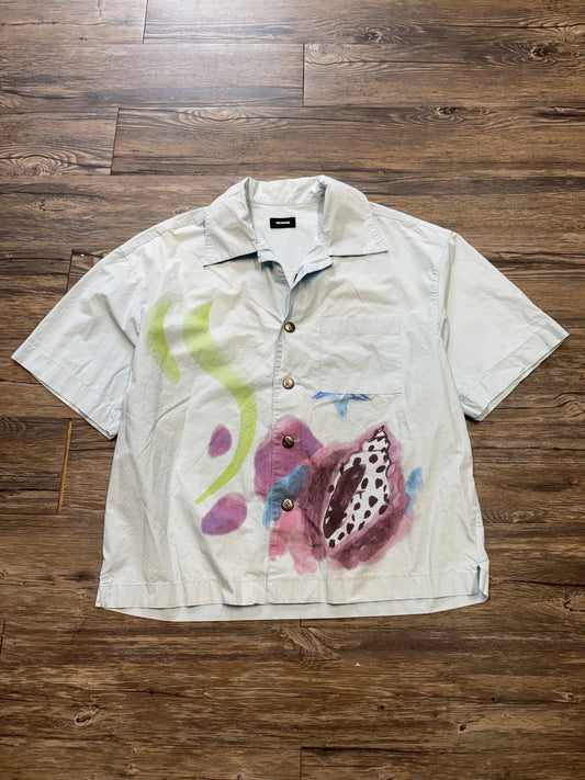 WE11 DONE FLORAL LIGHT BLUE BUTTON UP SHIRT (L)