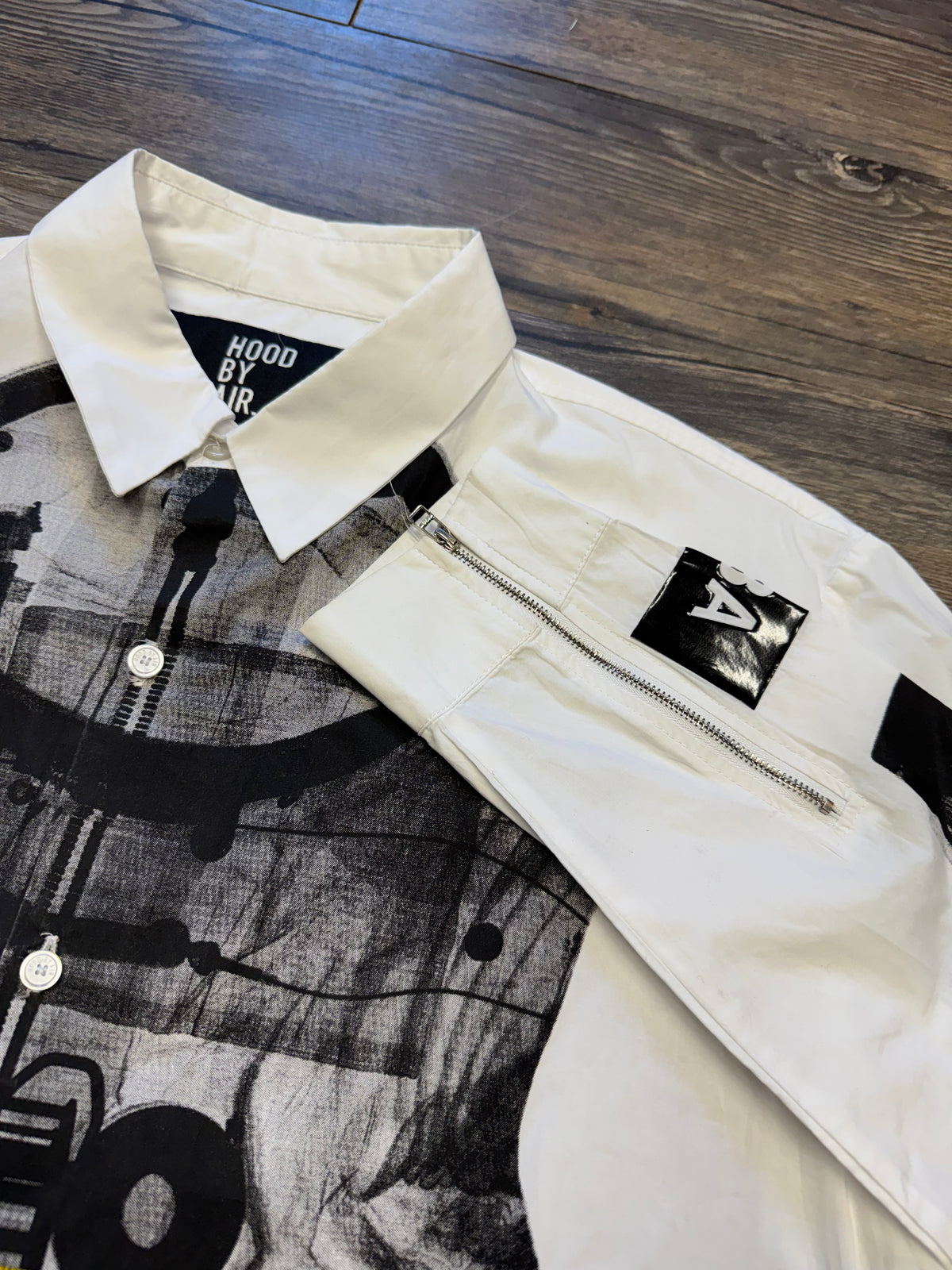 HOOD BY AIR X-RAY BUTTON UP DRESS SHIRT (L)