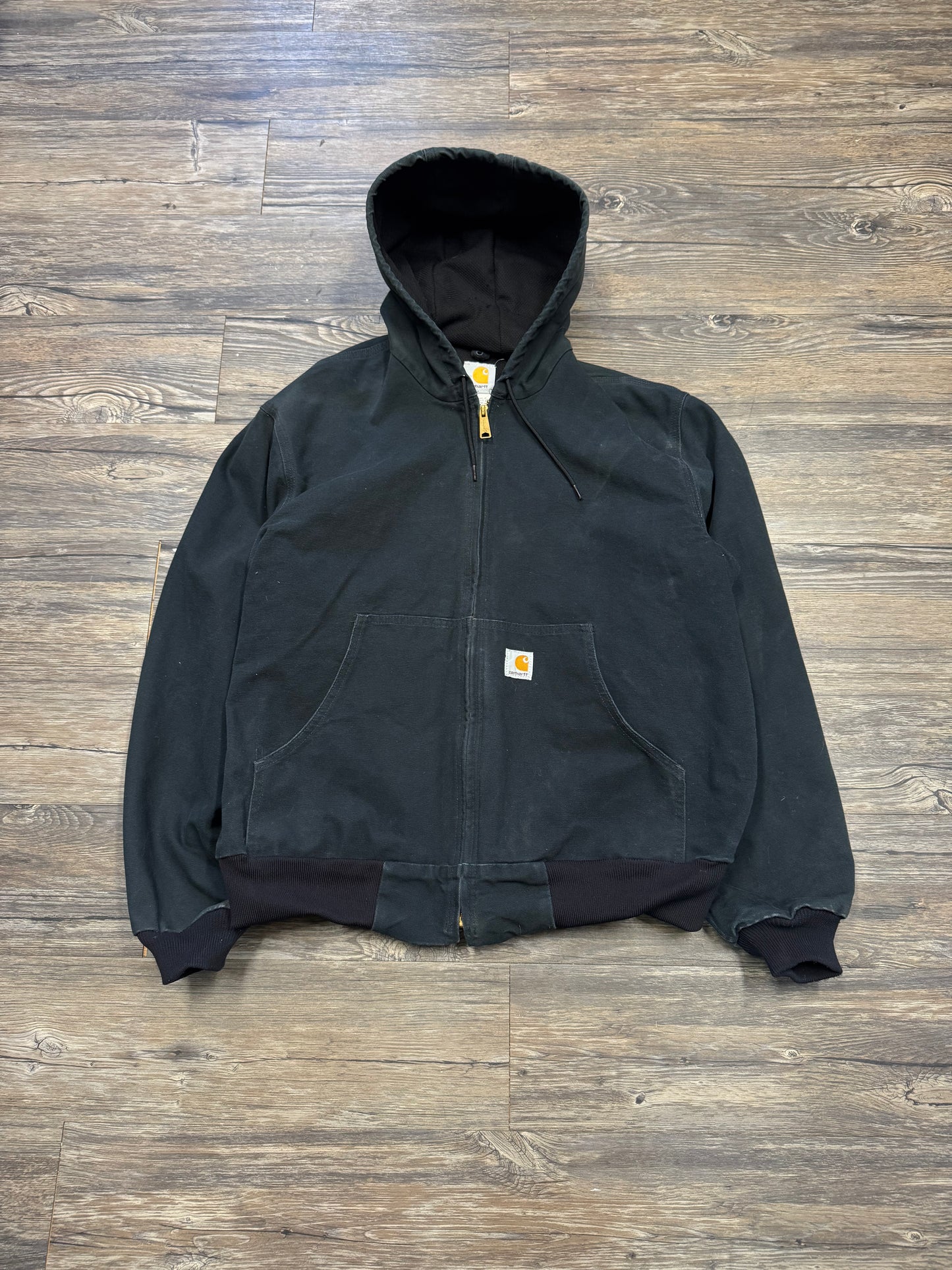 CARHARTT GREEN HOODED DENIM JACKET (L)