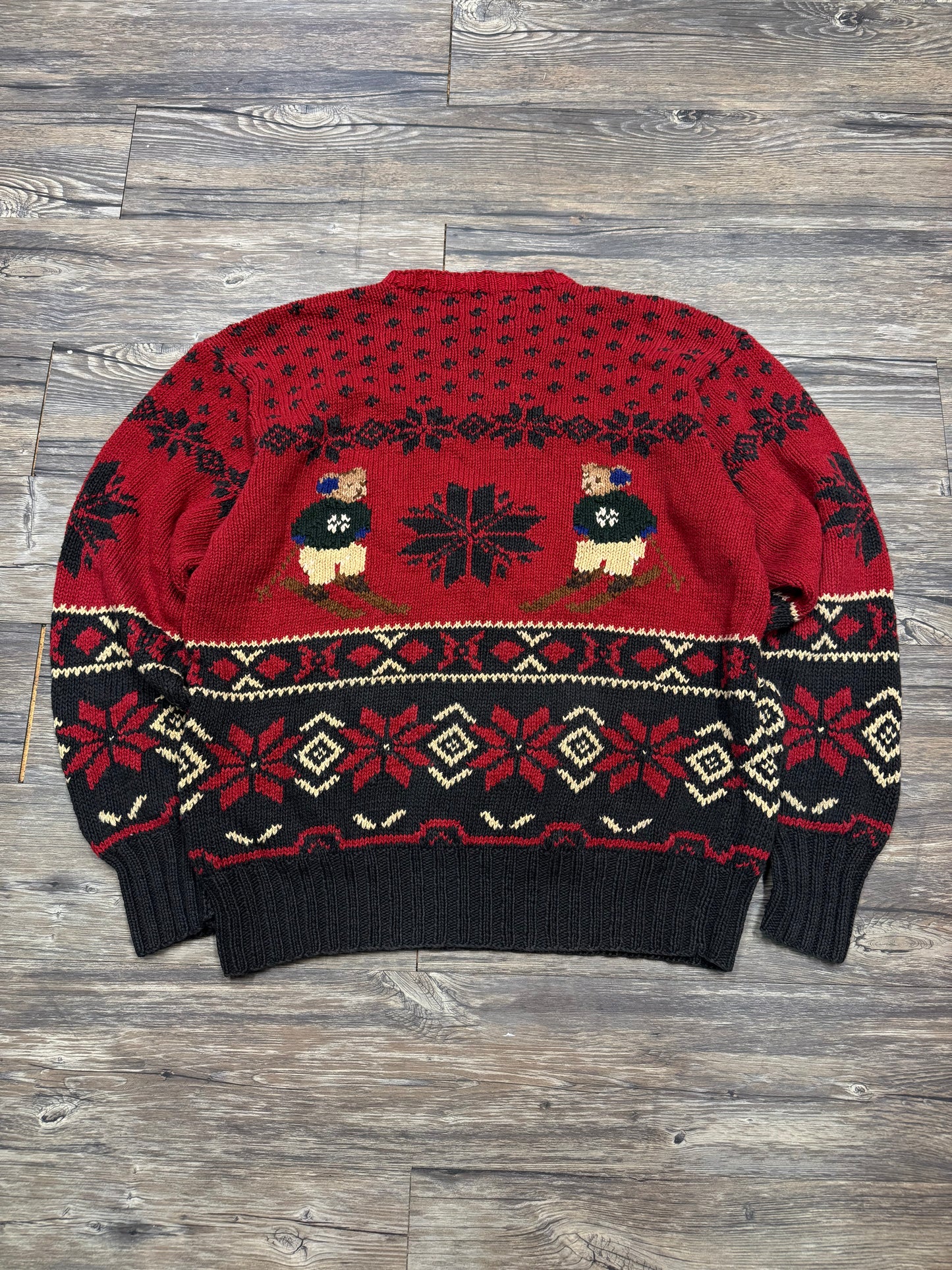 VINTAGE POLO RALPH LAUREN TWIN SKI BEARS SWEATER (XL)