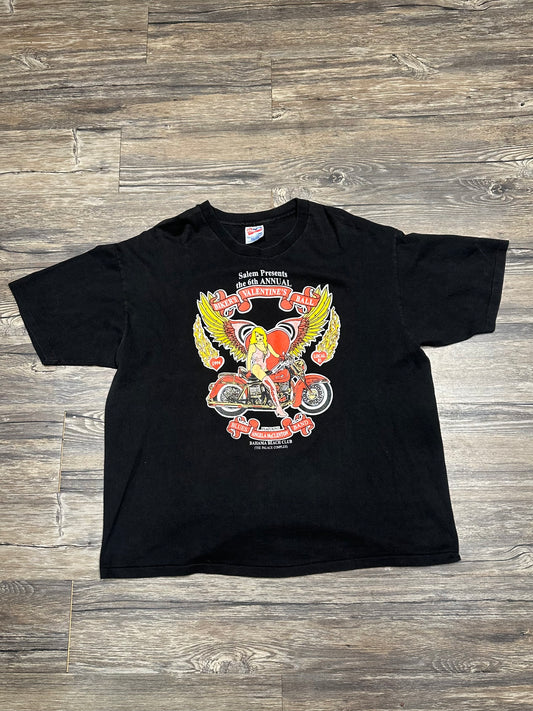 VINTAGE BIKERS VALENTINES BALL GRAPHIC T-SHIRT (XL)