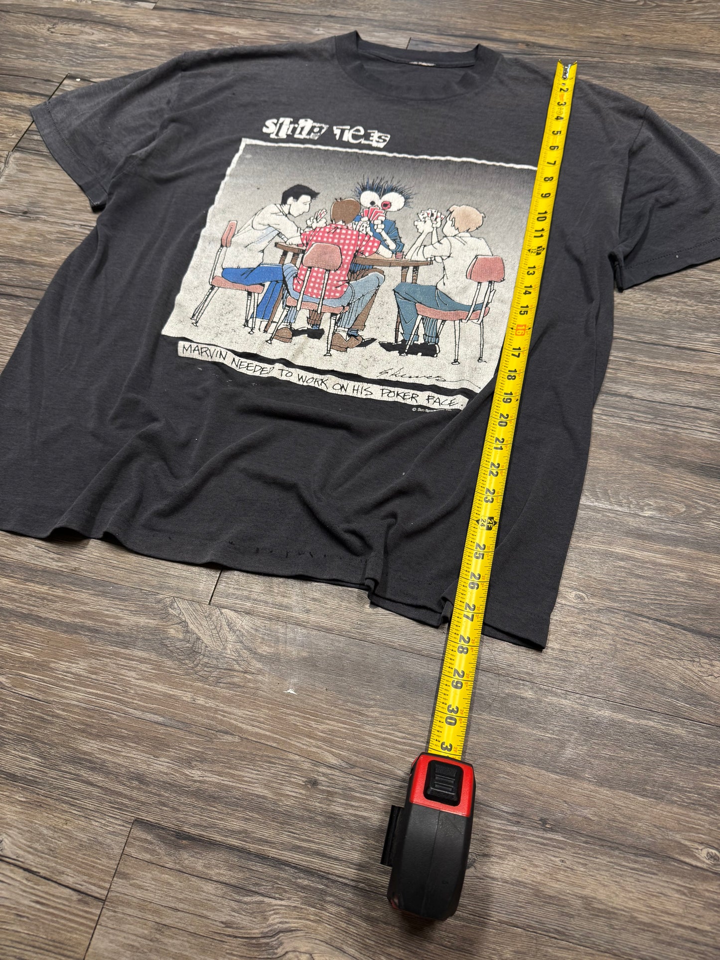 STRIP TEES 90s VTG BOXY FADED T-SHIRT (L)