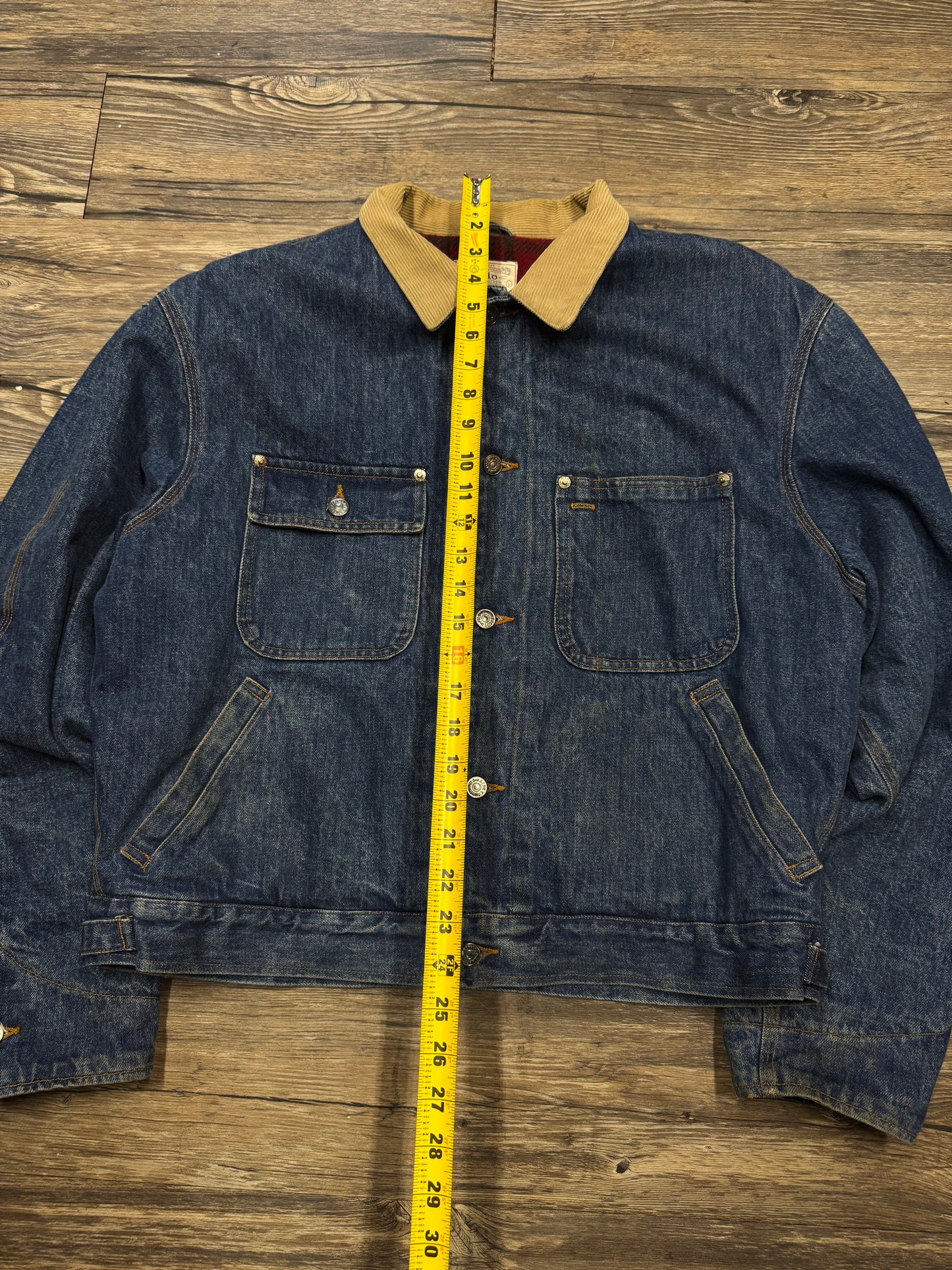 VINTAGE POLO RALPH LAUREN LINED DENIM TRUCKER JACKET (L)