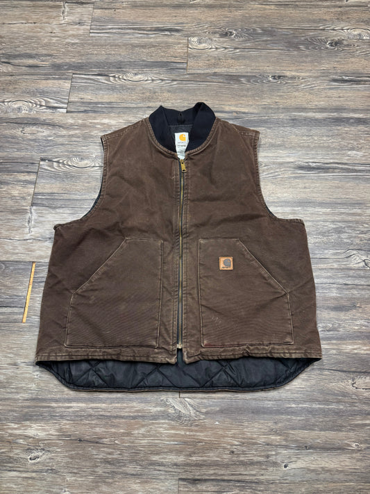 CARHARTT MOCHA DISTRESSED WORK VEST (L)