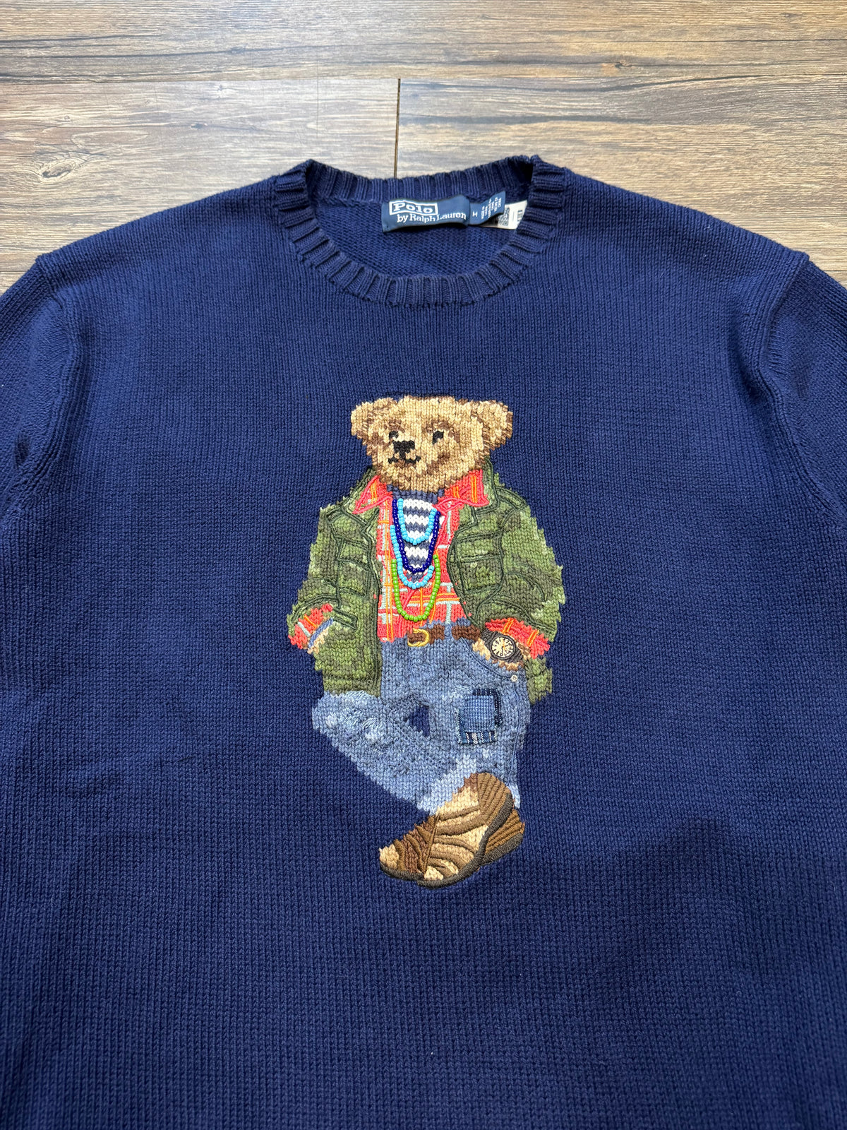 POLO RALPH LAUREN BEADED BEAR KNIT SWEATER (M)