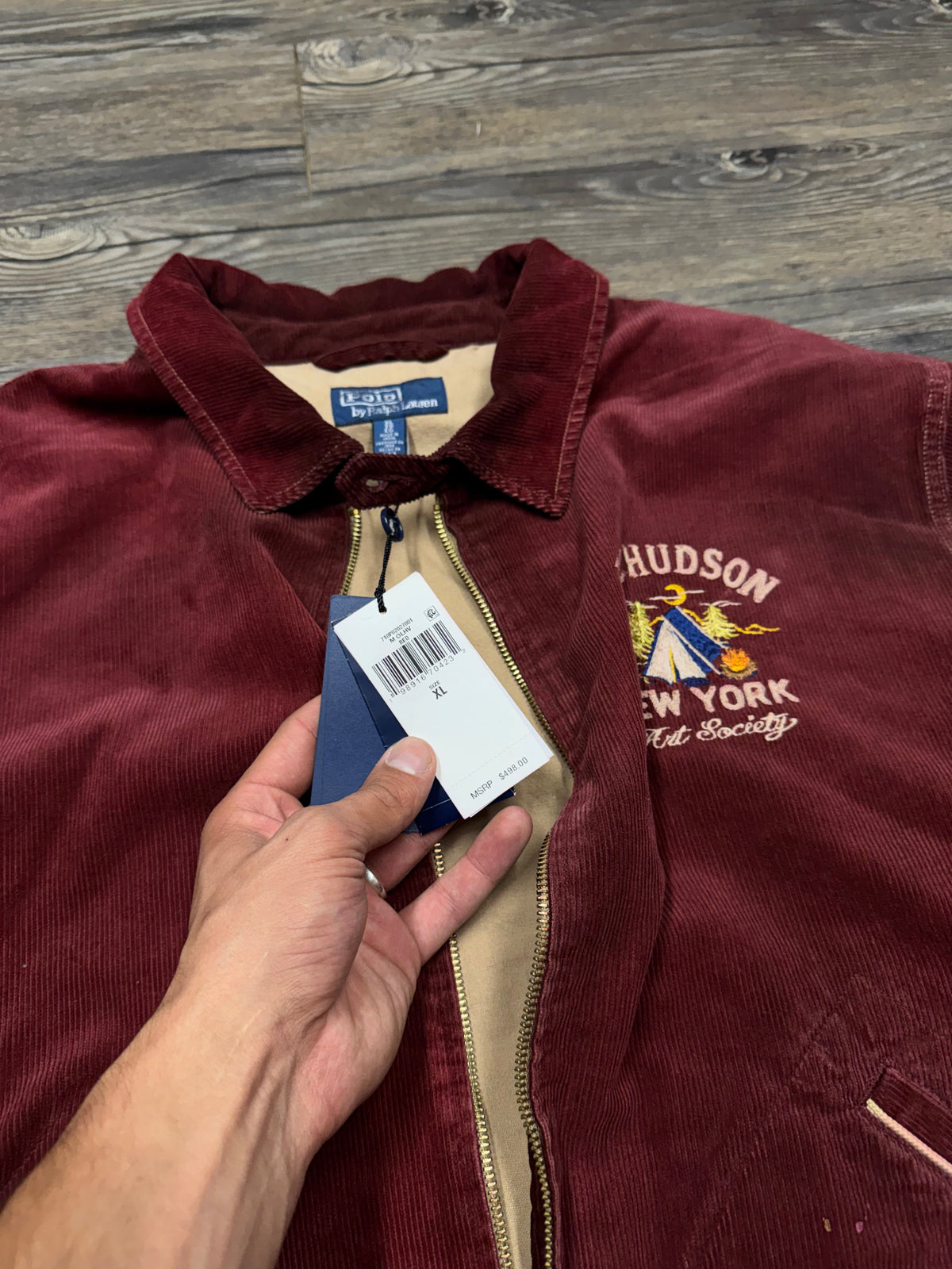 POLO RALPH LAUREN HUDSON VALLEY ART SOCIETY CORDUROY BOMBER JACKET (XL)