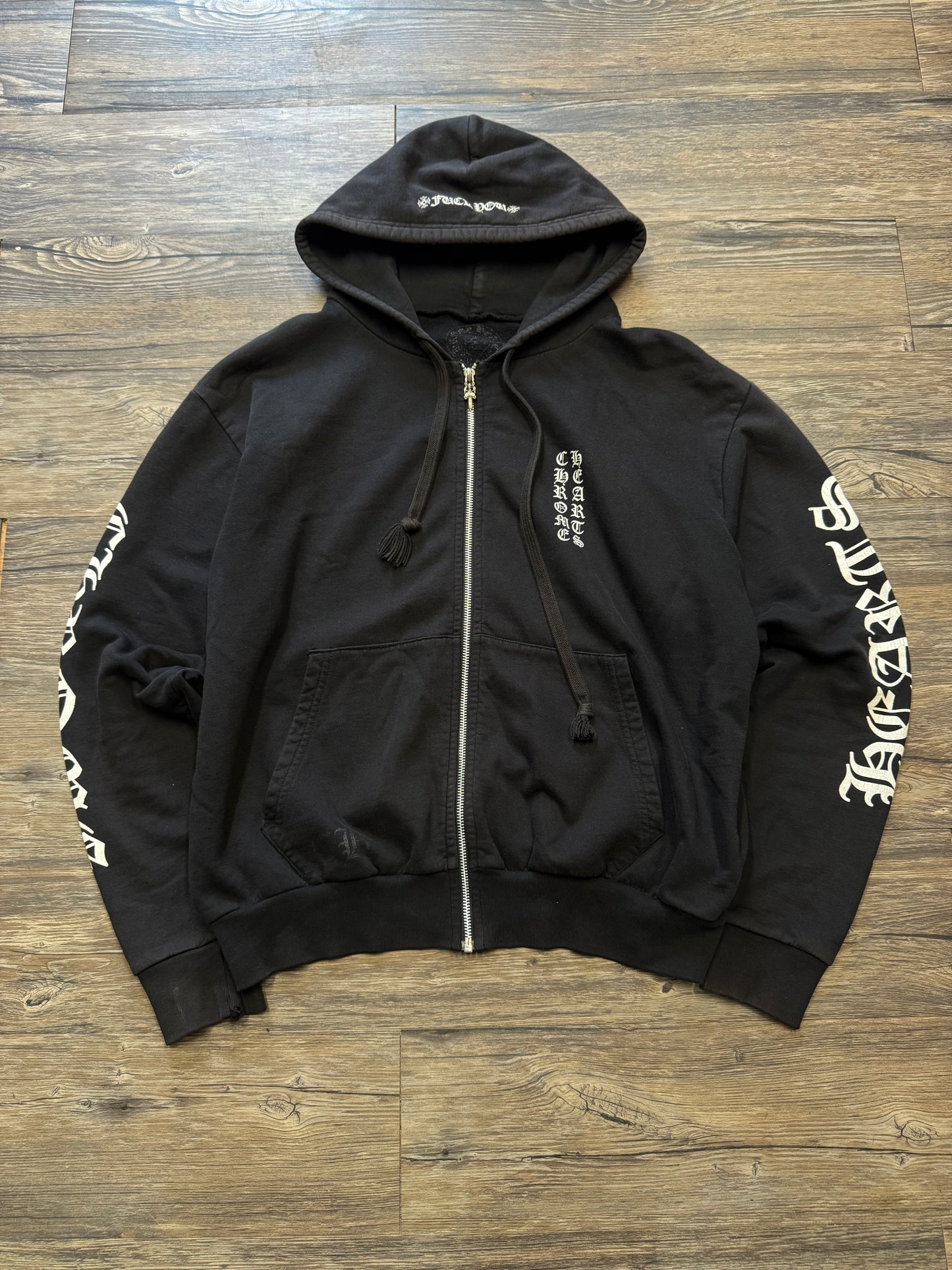 CHROME HEARTS VTG F*CK YOU VERT LOGO ZIP-UP (XS)