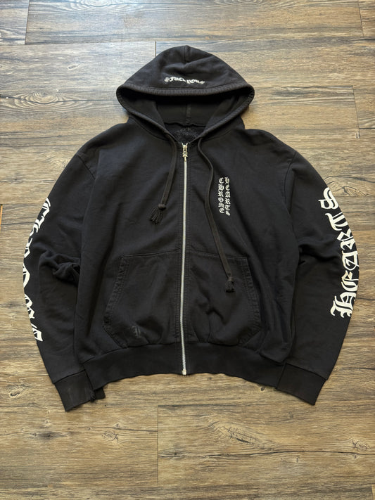 CHROME HEARTS VTG F*CK YOU VERT LOGO ZIP-UP (XS)