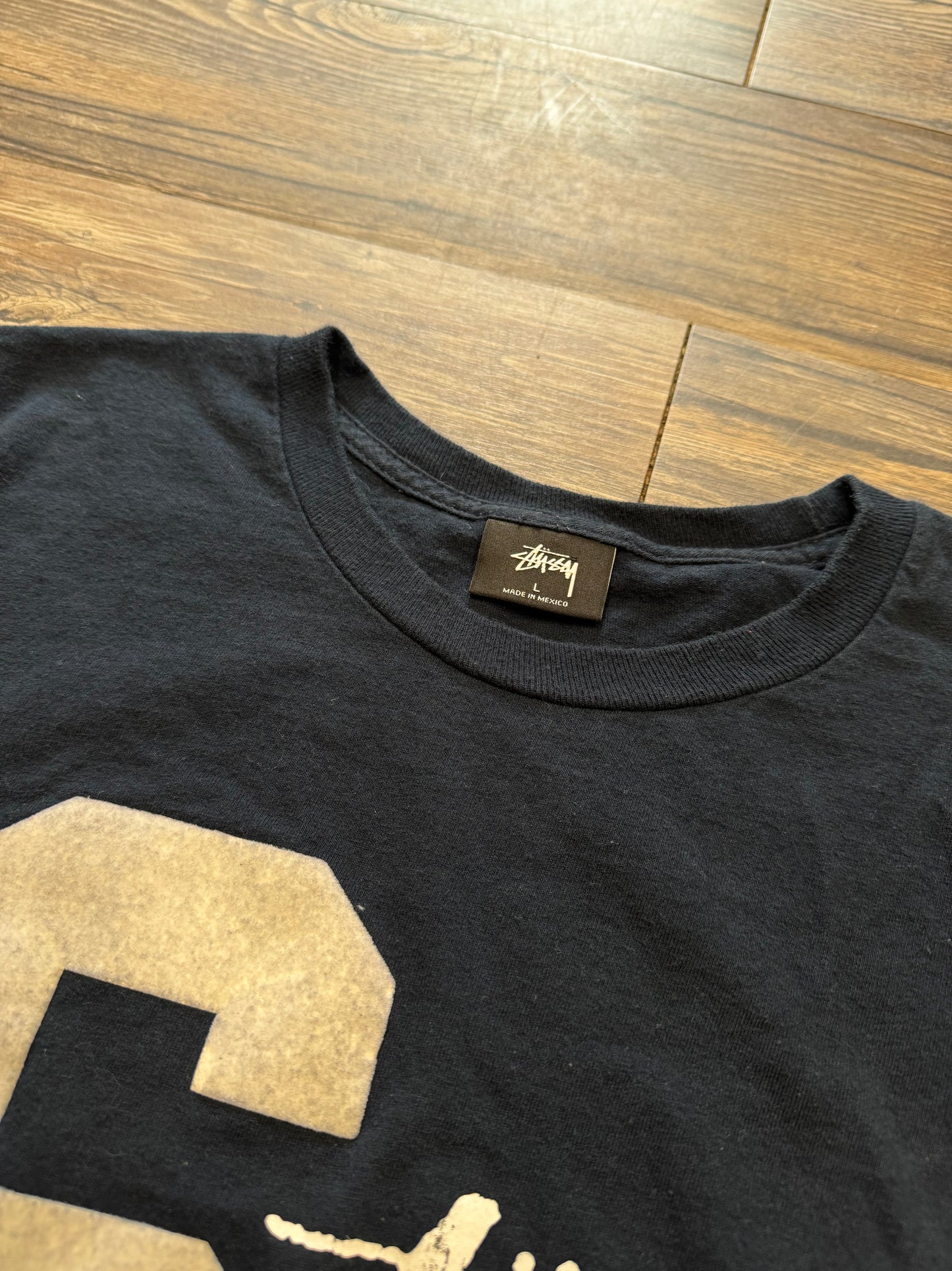 STUSSY BIG S VELOUR LOGO T- SHIRT (L)