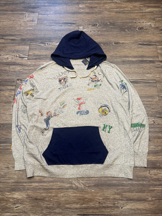 POLO RALPH LAUREN COLLEGIATE YALE TIGER AFTER HOOD SWEATSHIRT (XXL)