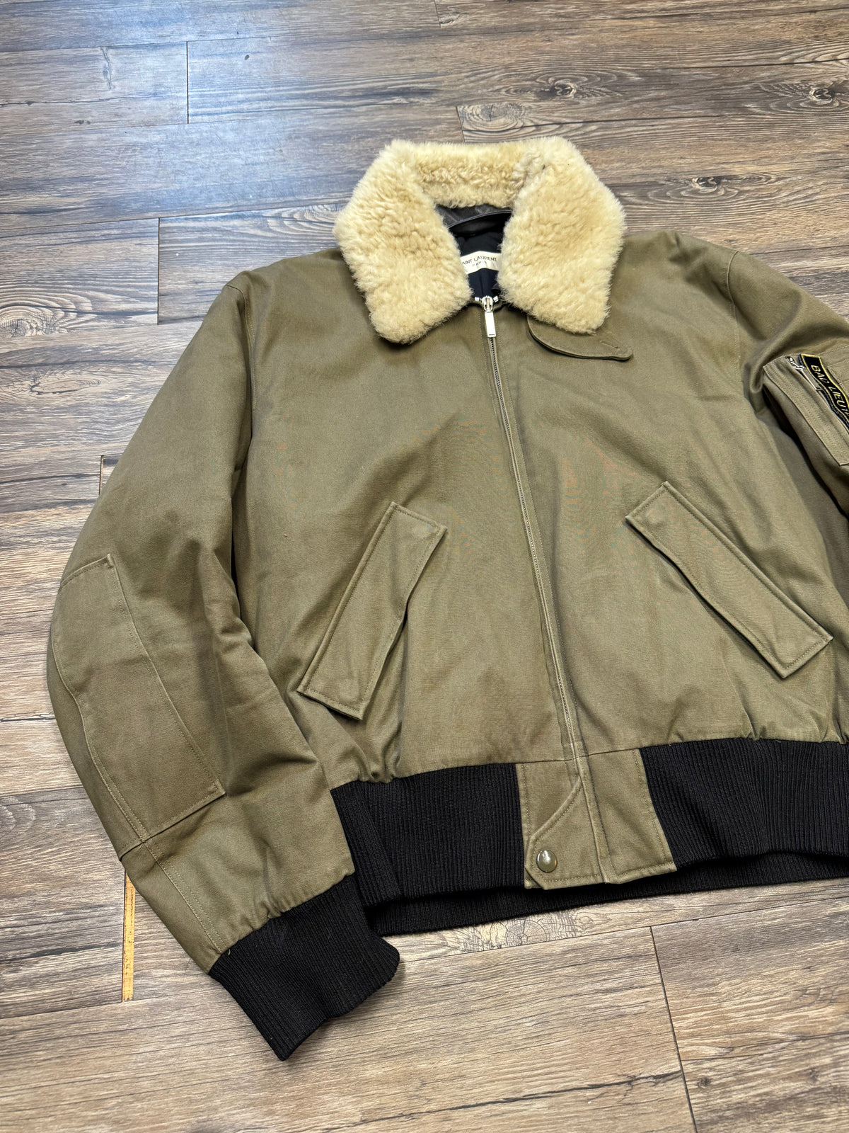 SAINT LAURENT FAUX FUR ‘BAD LIEUTENANT’ BOMBER JACKET (L)