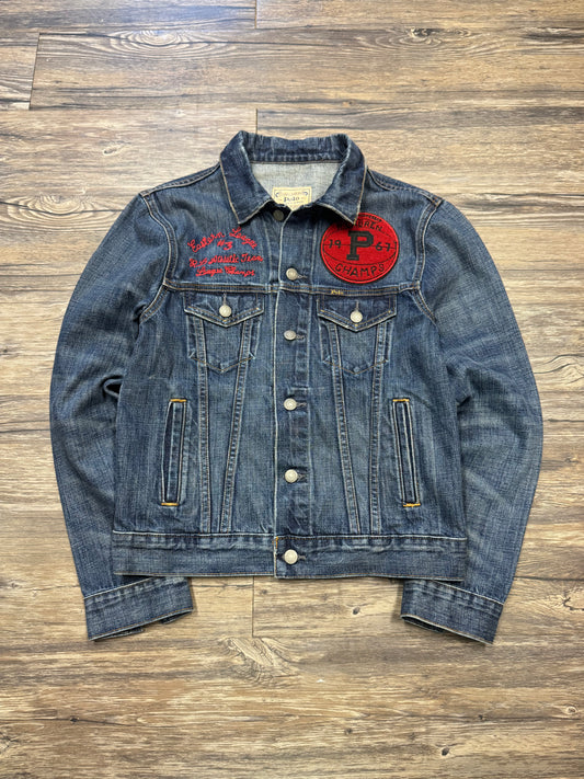 POLO RALPH LAUREN TIGER EASTERN LEAGUE DENIM TRUCKER JACKET (S)
