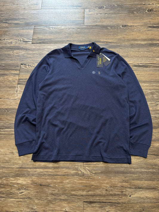 POLO RALPH LAUREN TEXTURED COTTON JERSEY POLO SHIRT (M)
