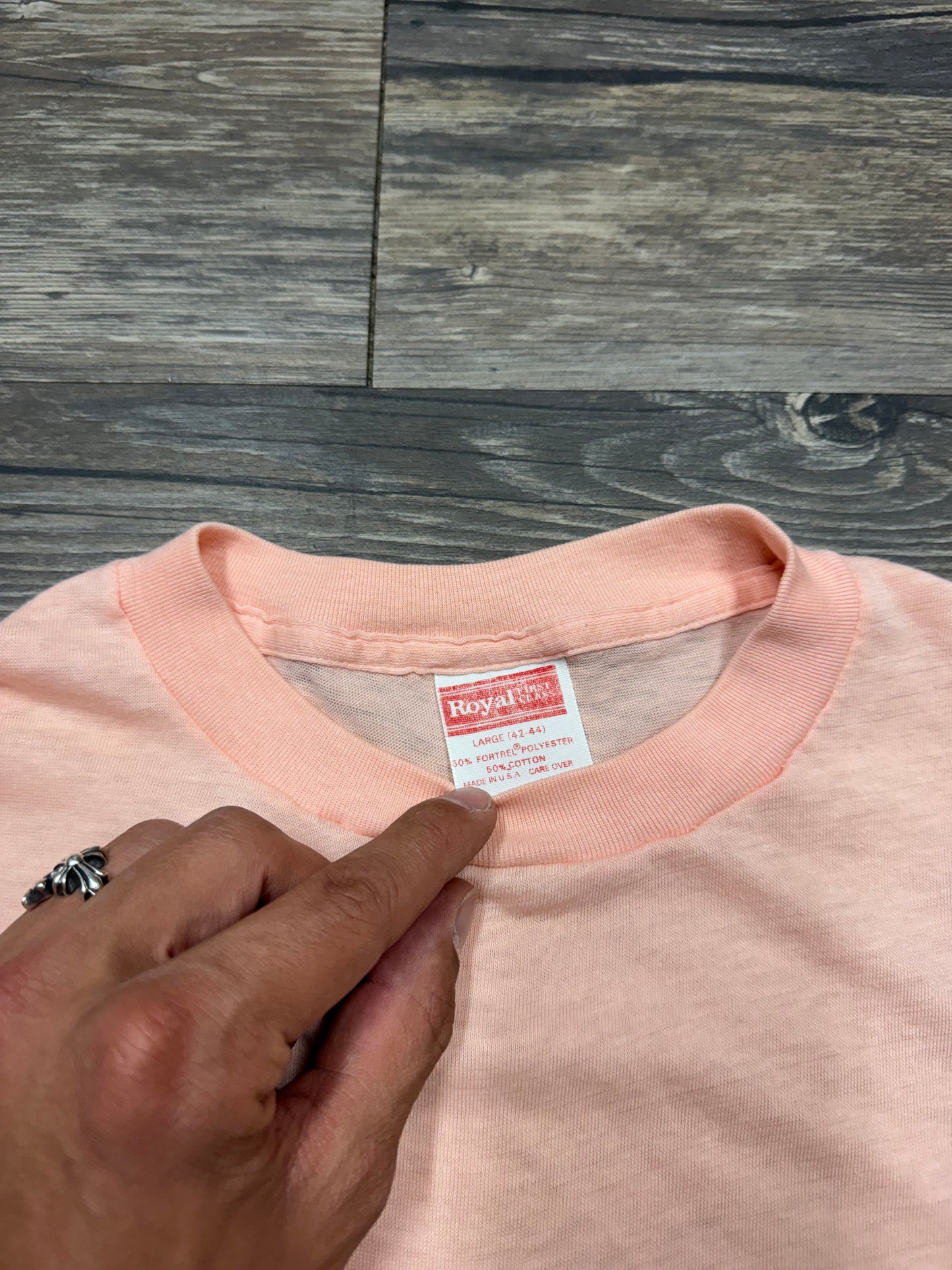 ATLANTA PUFF PRINT THIN 90’s SALMON T-SHIRT (L)