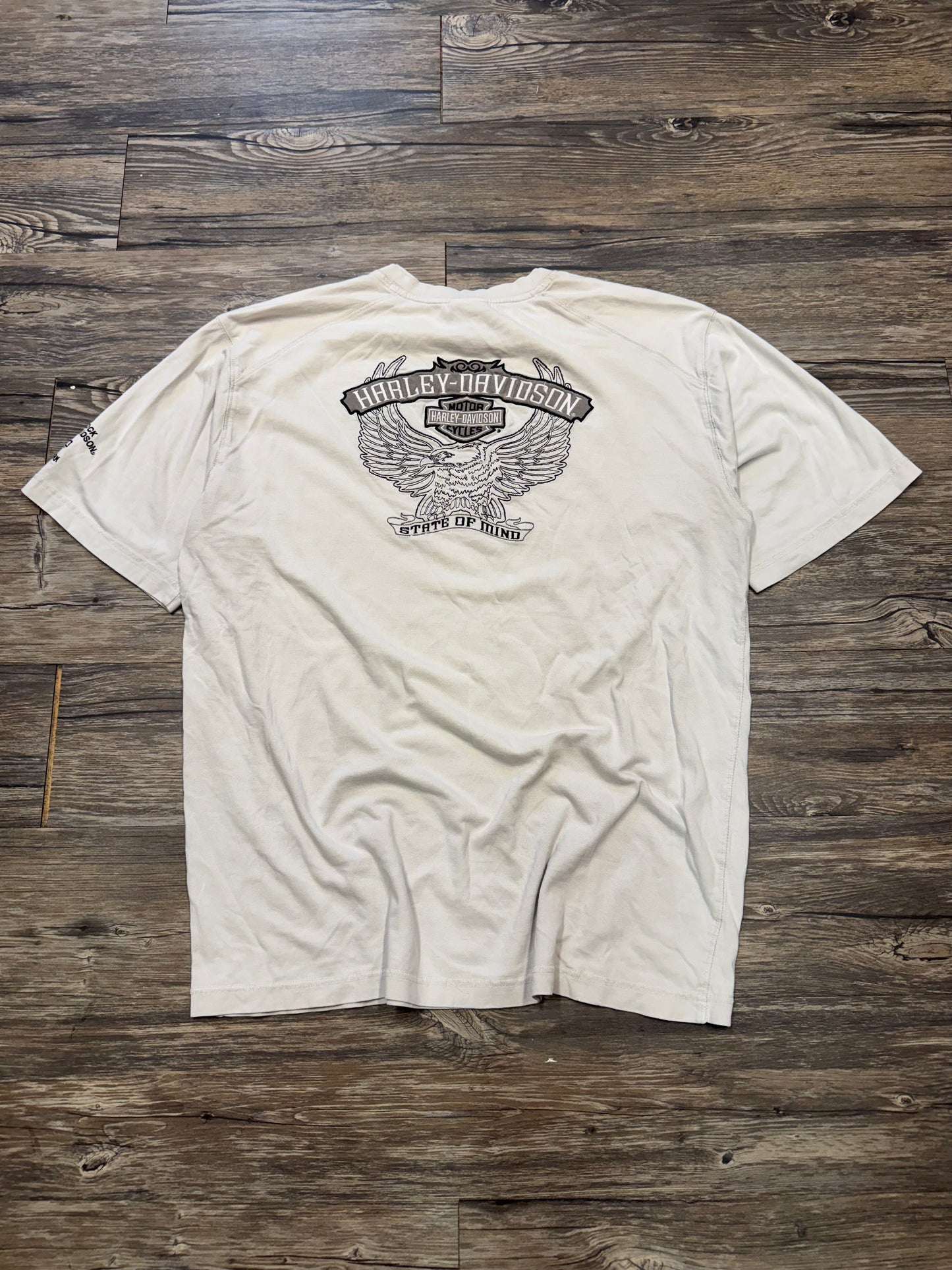 HARLEY DAVIDSON DISTRESSED BOXY EMBROIDERED T-SHIRT (L)