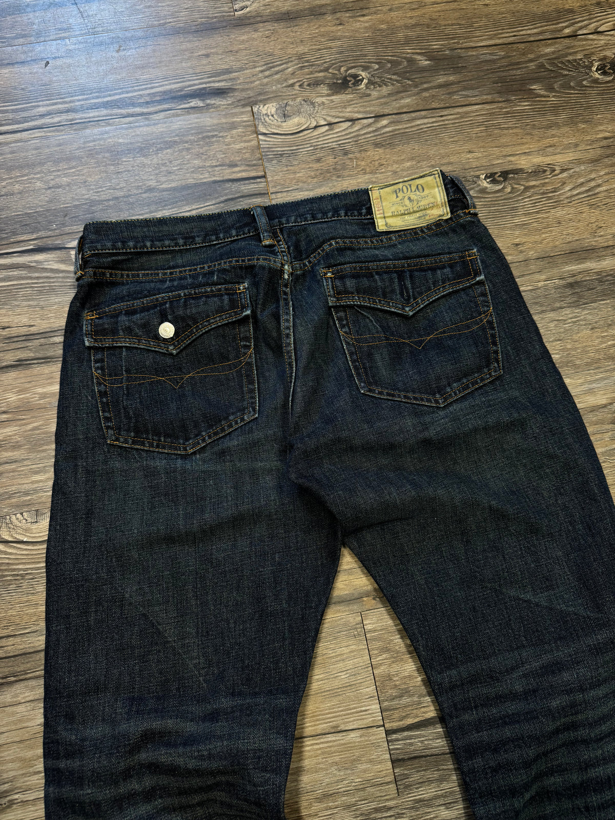 POLO RALPH LAUREN BOOTLEG FADED DARKWASH JEANS (33)