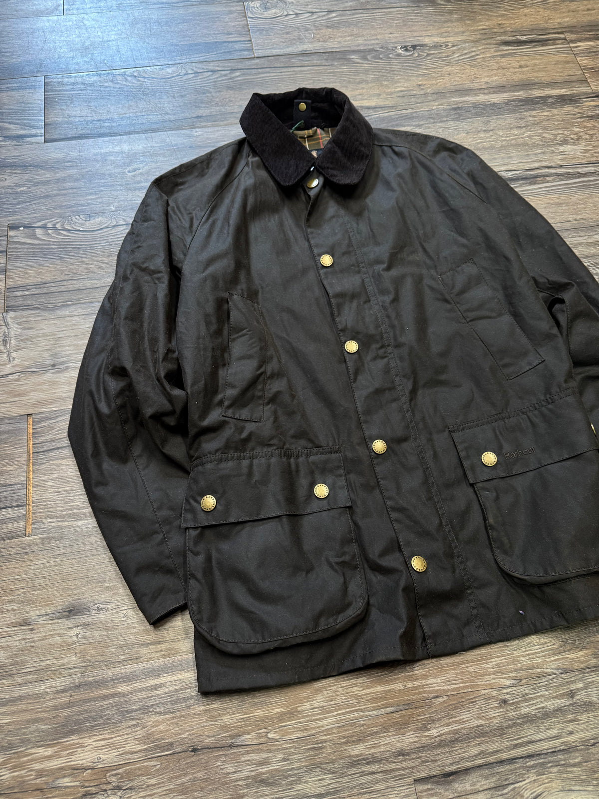 BARBOUR ASHBY TAILORED WAXED COTTON MEDIUM-WEIGHT JACKET (S)