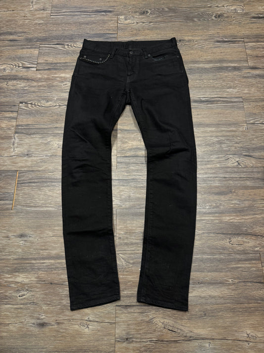 HYSTERIC GLAMOUR BLACKED OUT SLIM FIT STUDDED JEANS (32)