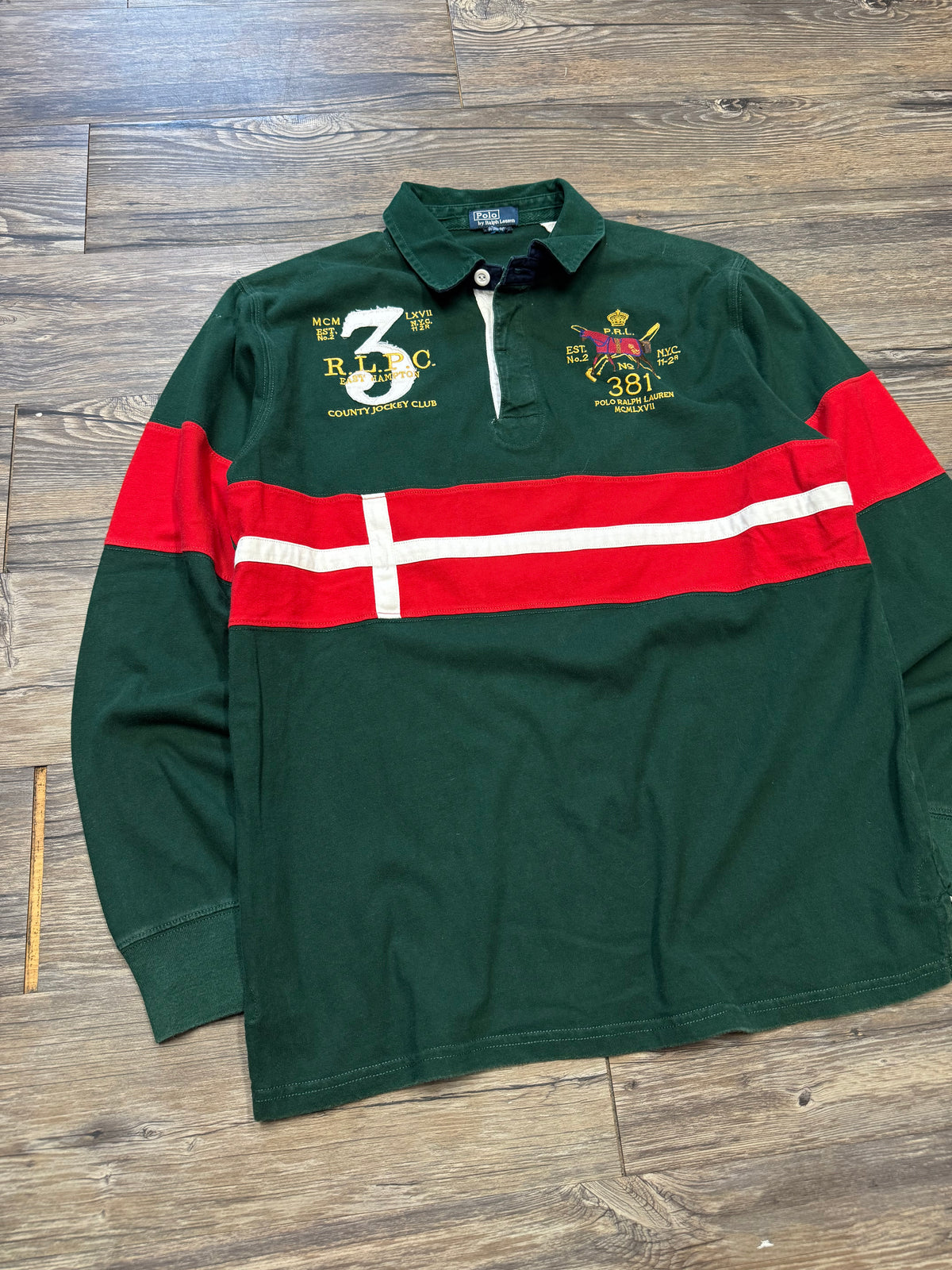 POLO RALPH LAUREN COUNTY JOCKEY CLUB RUGBY SHIRT (M)
