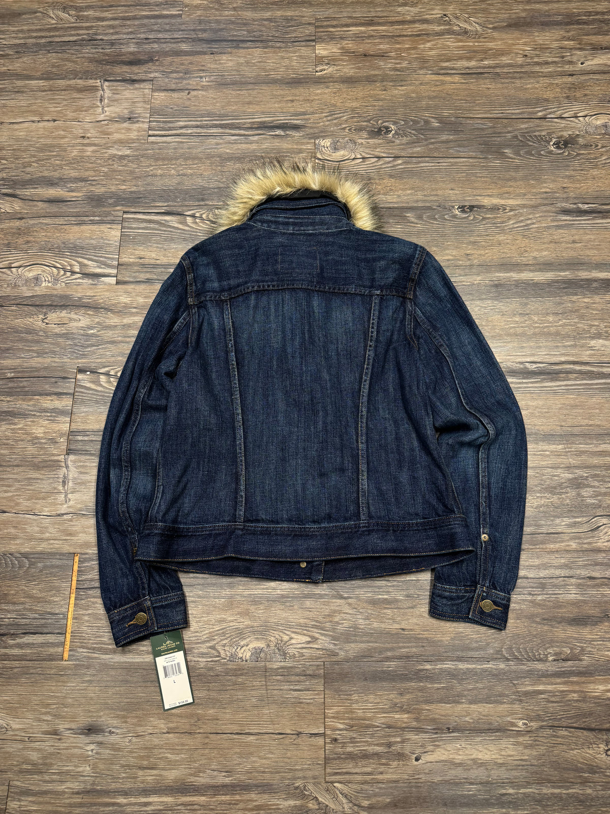 LAUREN RALPH LAUREN WMNS DARKWASH FAUX FUR DENIM JACKET (L)