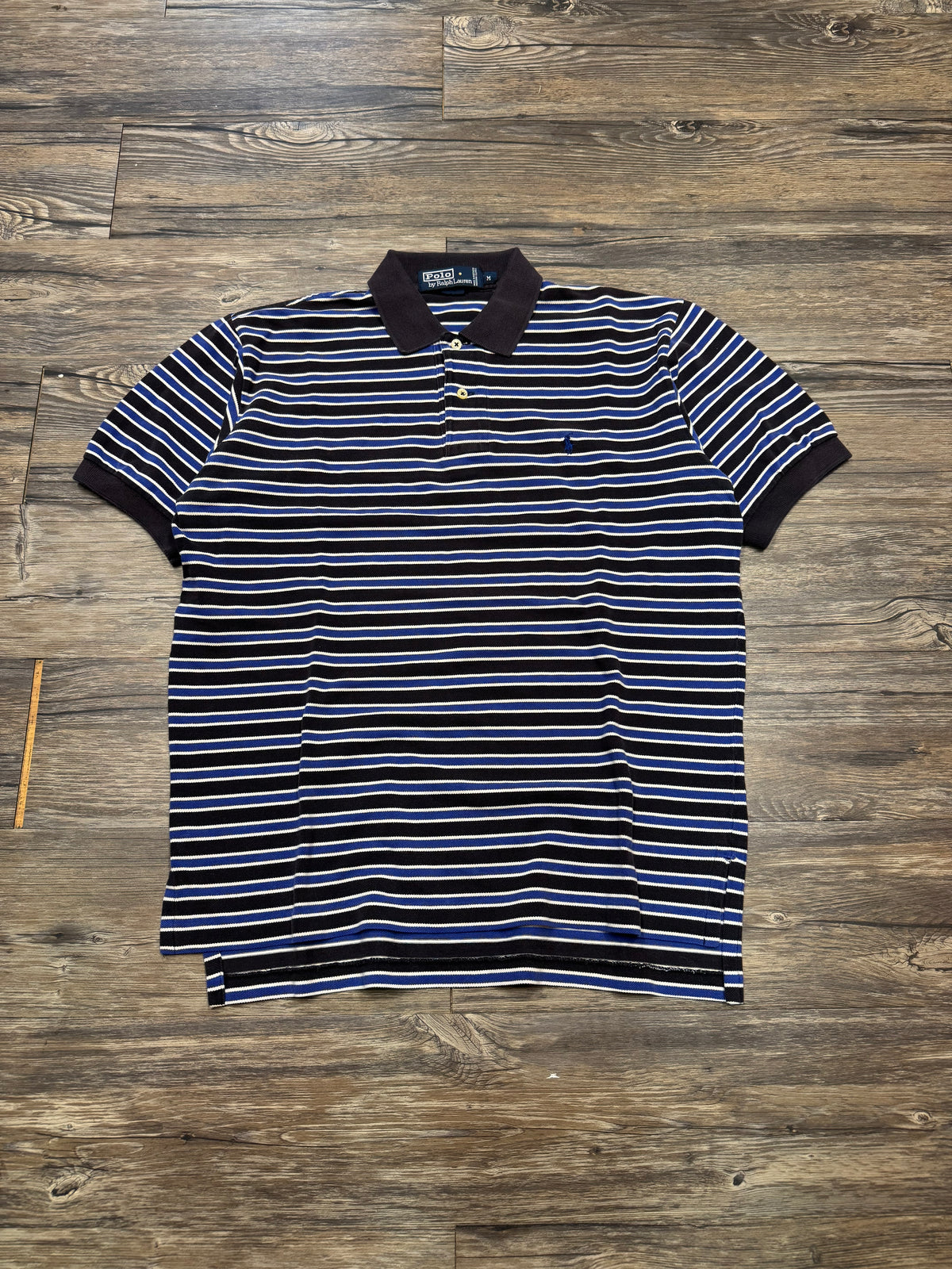 POLO RALPH LAUREN
 STRIPED NAVY POLO (XL)
