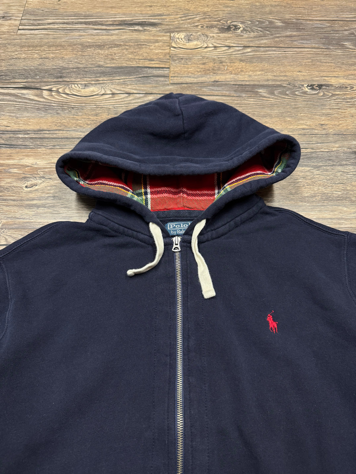 POLO RALPH LAUREN PLAID LINED CLASSIC ZIP UP HOODIE (XL)