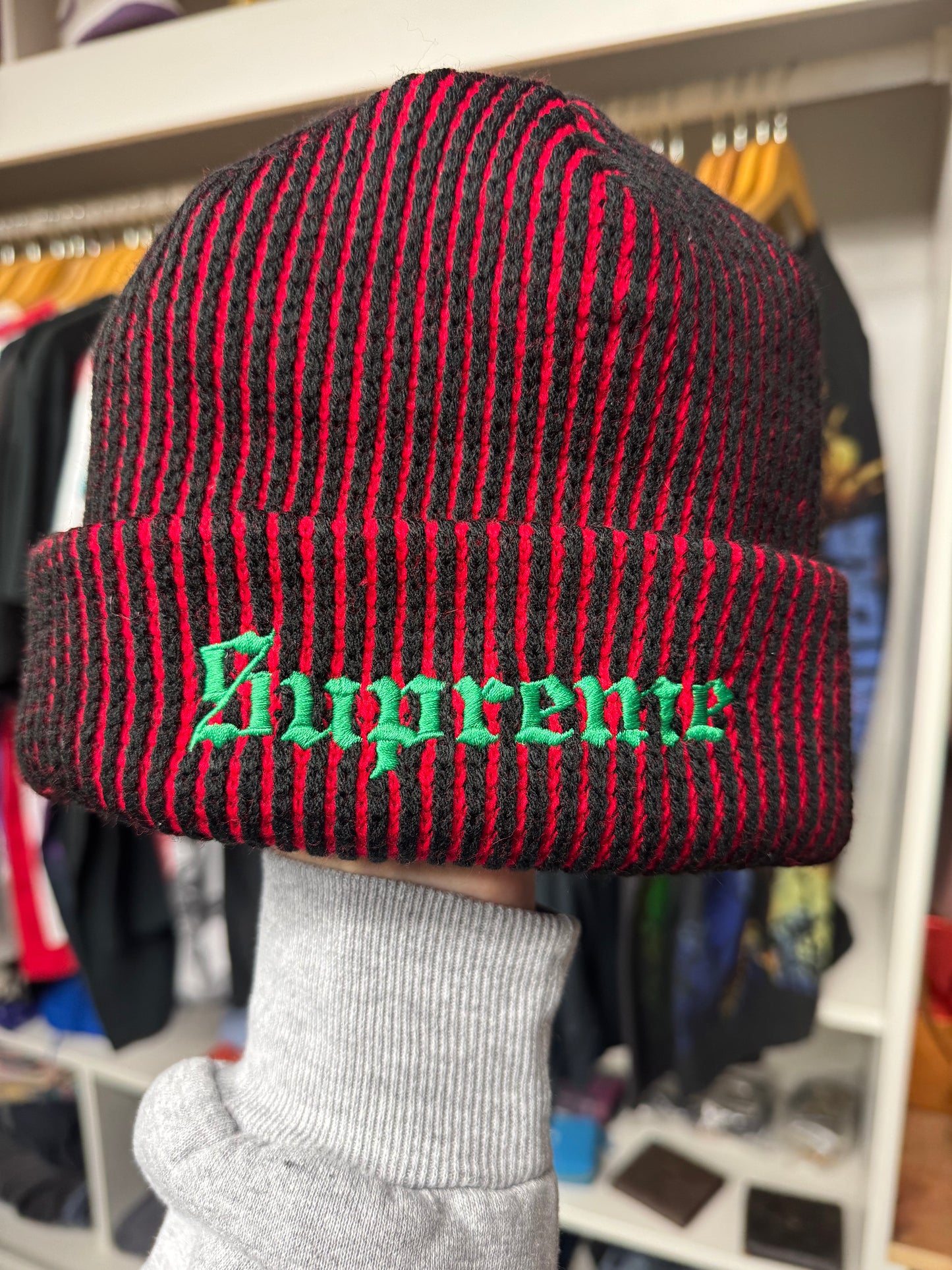SUPREME OVERDYED SCRIPT BEANIE (OS)