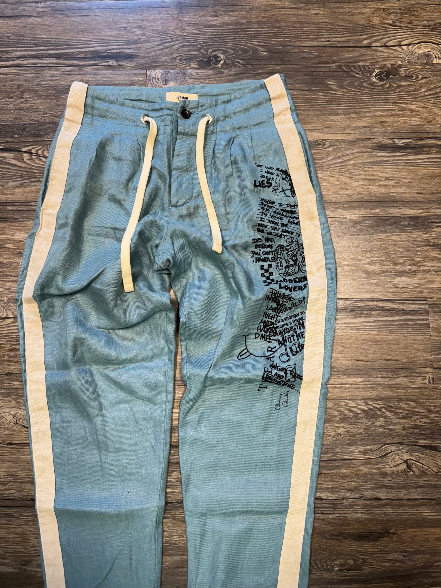 HERMAN HOMME PRINTED DRAWSTRING BAGGY PANTS (32)