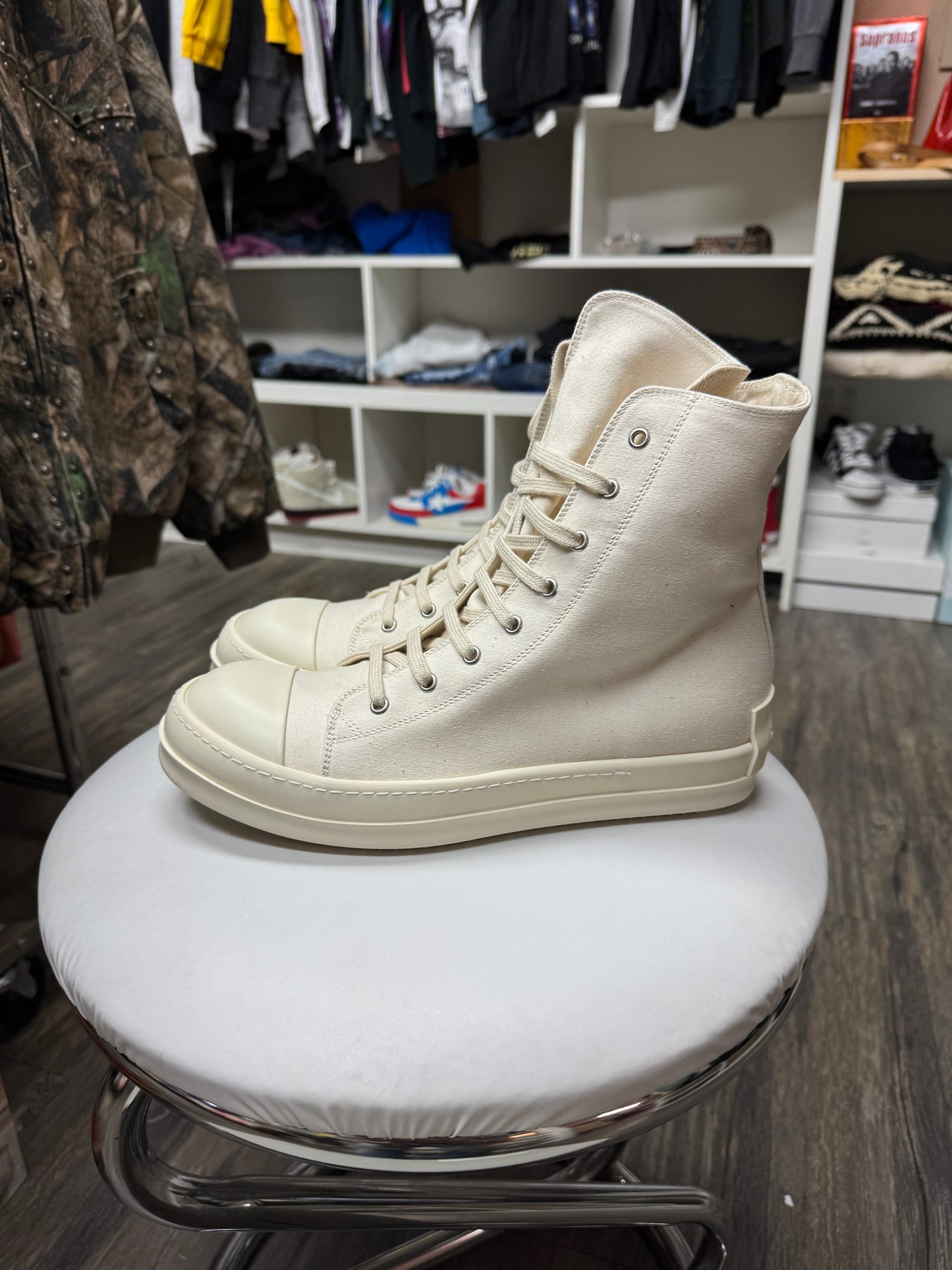 RICK OWENS DRKSHDW HI-TOP MILK RAMONES (9-9.5)
