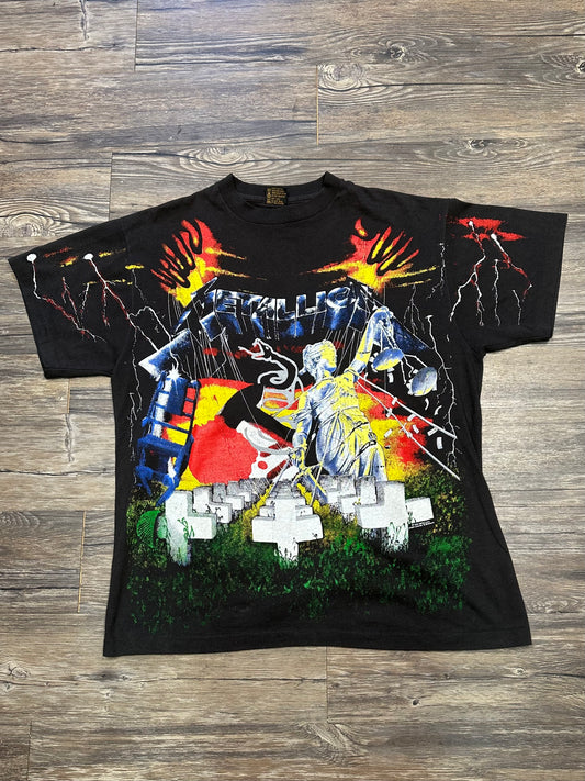 RARE METALLICA FULL PRINT GRAPHIC T-SHIRT (XL)