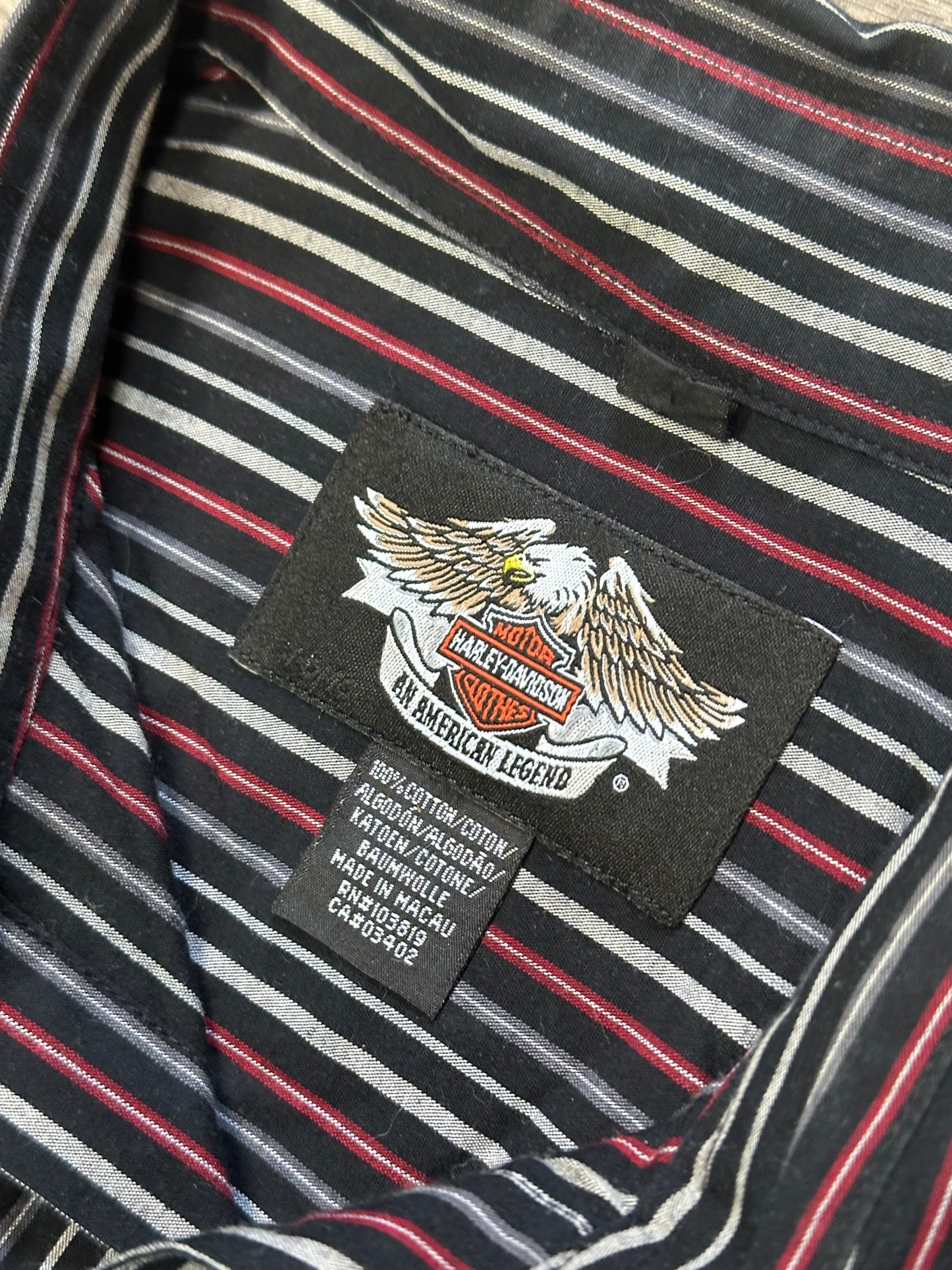 HARLEY DAVIDSON STRIPPED BUTTON UP (XL)