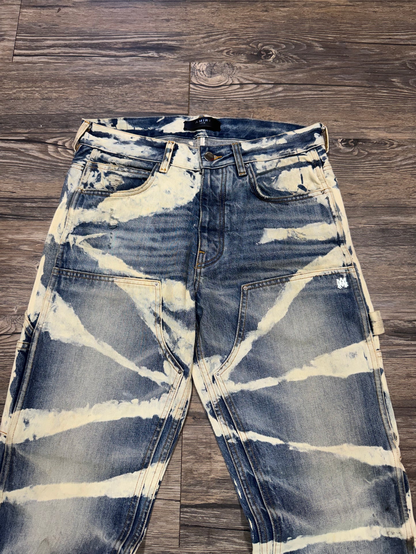 AMIRI DOUBLE KNEE BLEACHED CARPENTER JEANS (28)