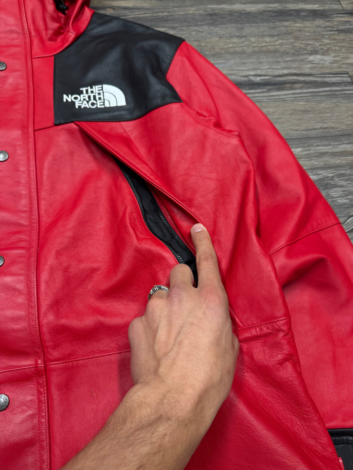 SUPREME X THE NORTH FACE LEATHER DOWN MOUNTAIN PARKA (M)