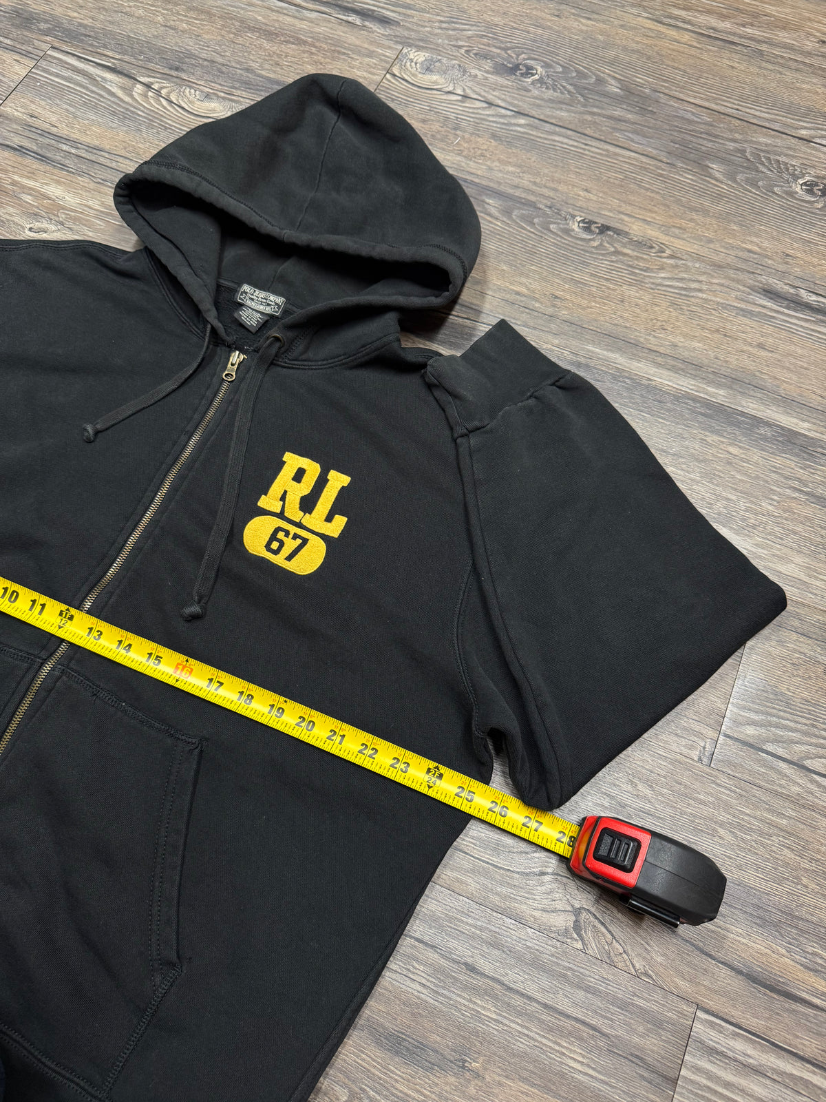 POLO JEANS CO. BLACK ZIP UP LOGO HOODIE (L)