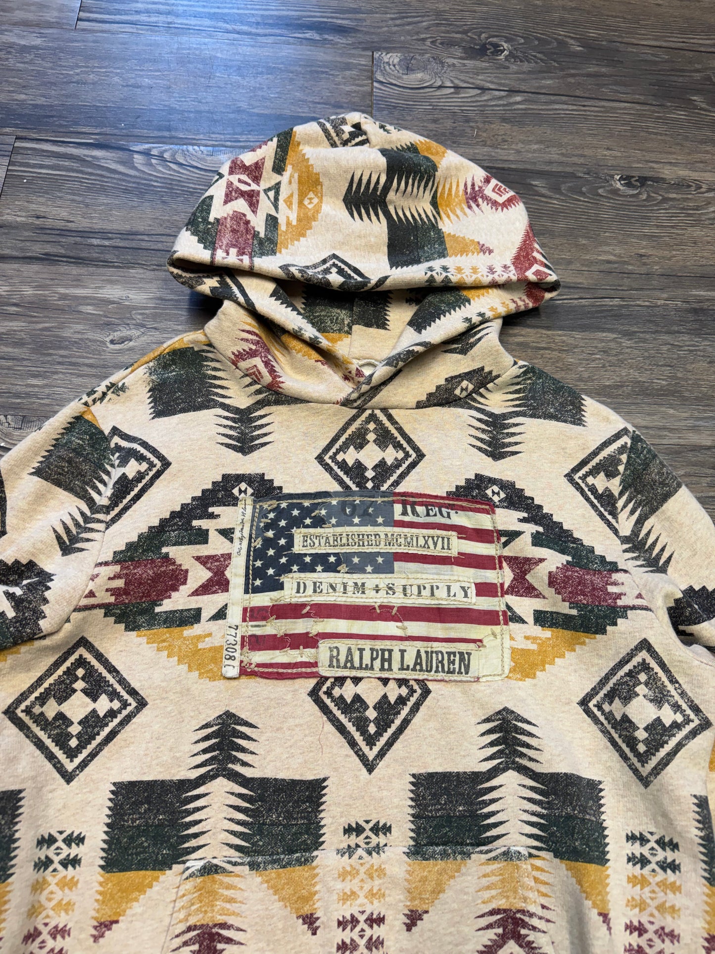 RALPH LAUREN DENIM & SUPPLY SOUTHWESTERN AMERICAN AZTEC HOODIE (M)