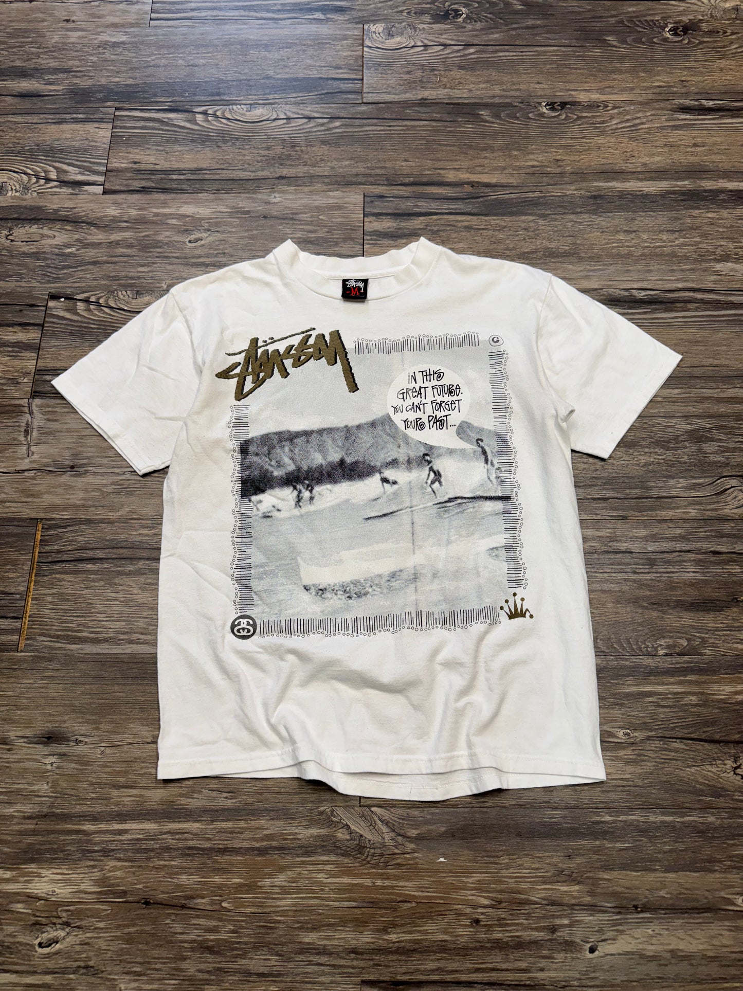 STUSSY VINTAGE WHITE SURF T-SHIRT (M)