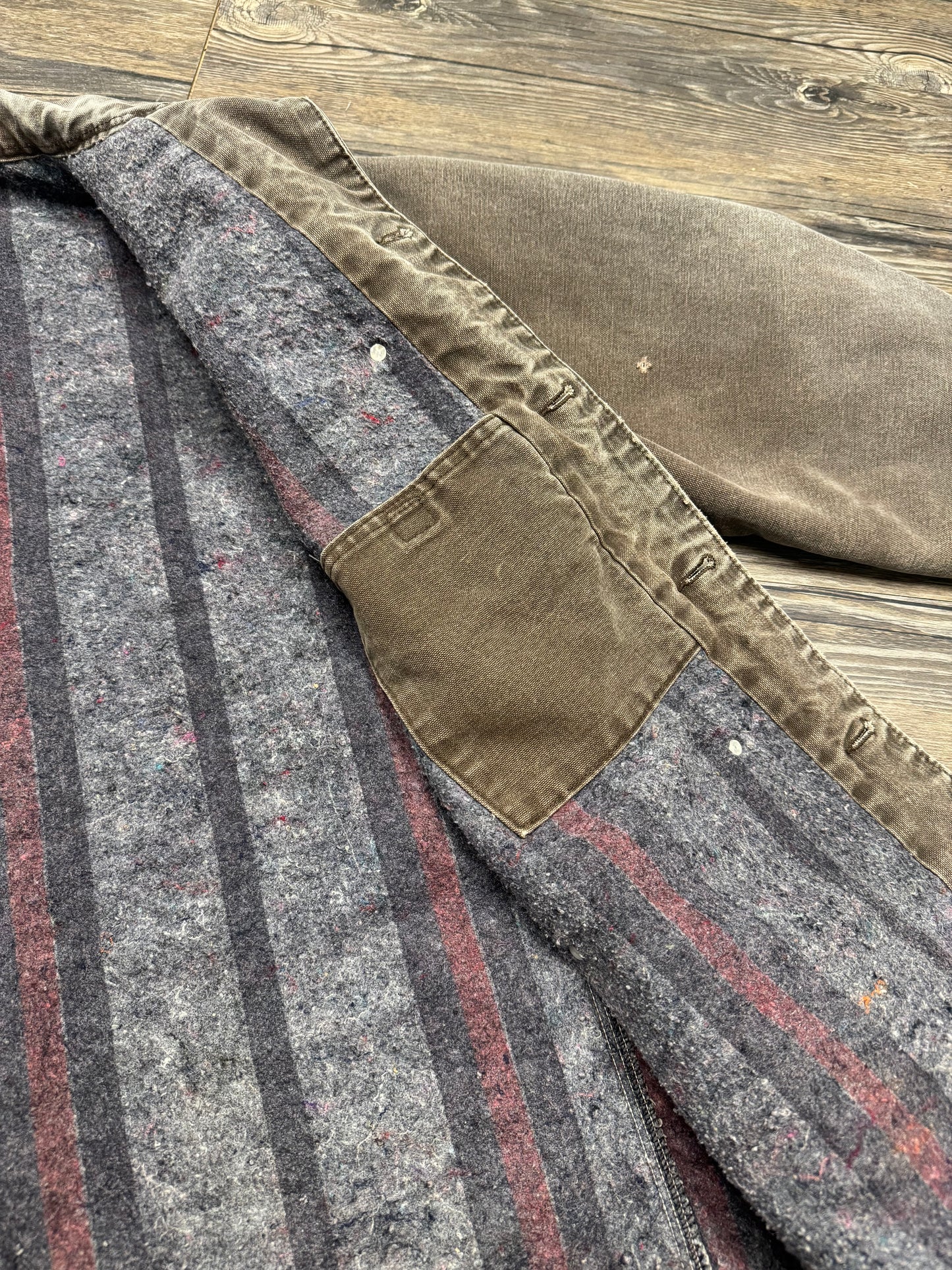 1990s FADED BROWN WOOL LINED SHORE COAT (M)