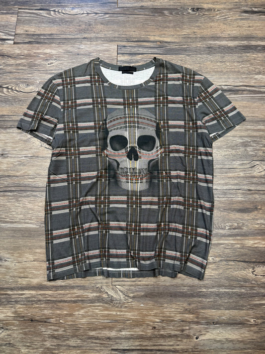ALEXANDER MCQUEEN PLAID SKULL TEE (L)