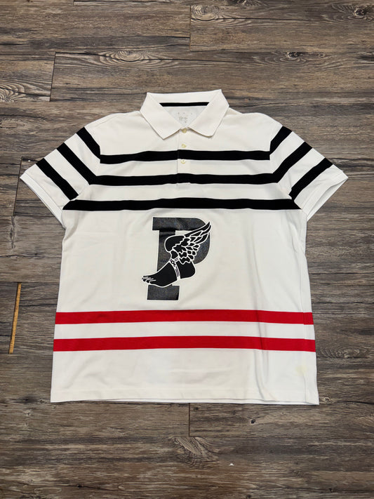 POLO RALPH LAUREN STRIPED P-WING MESH POLO SHIRT (M)
