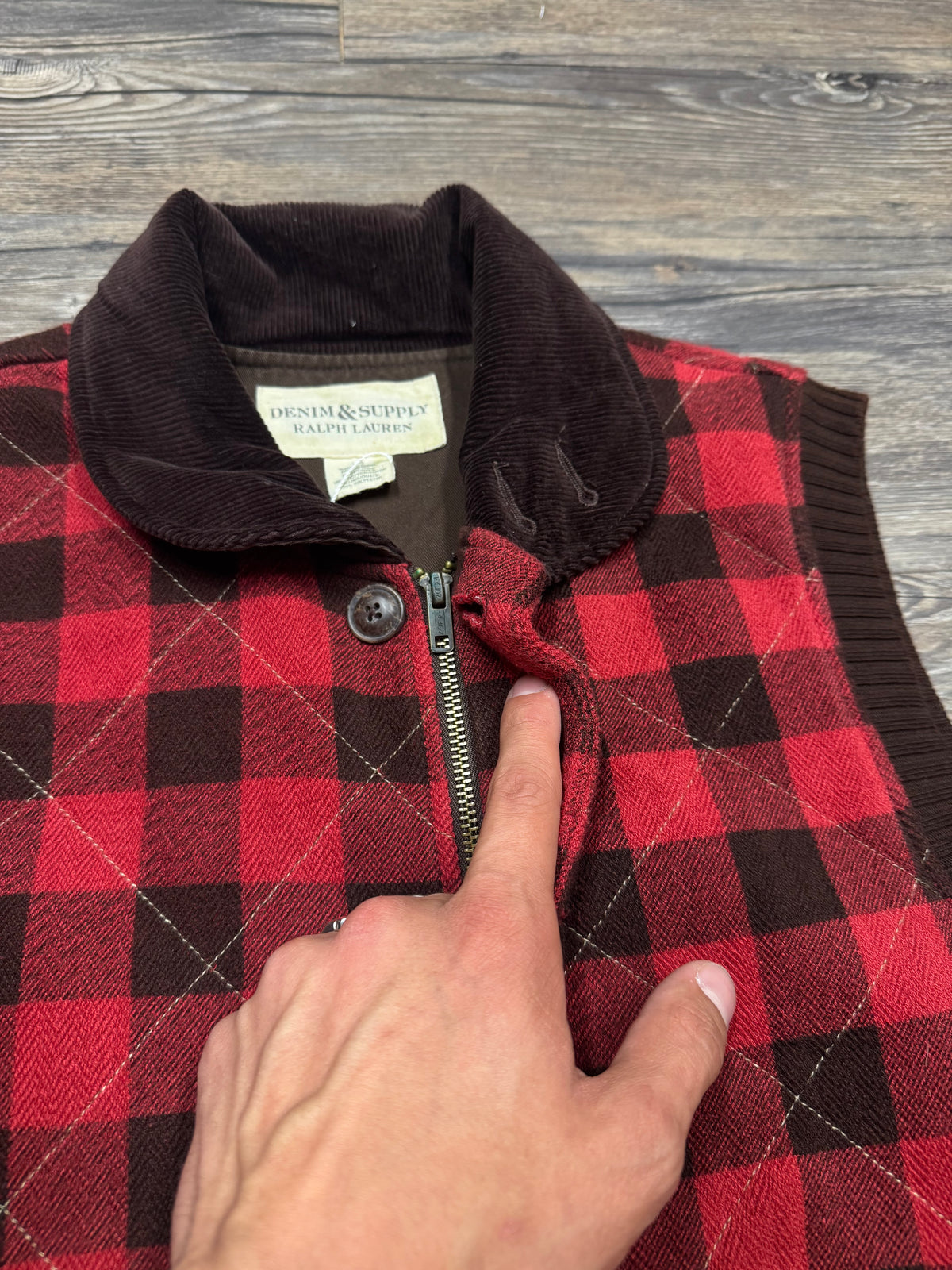 POLO RALPH LAUREN DENIM & SUPPLY PLAID VEST (L)