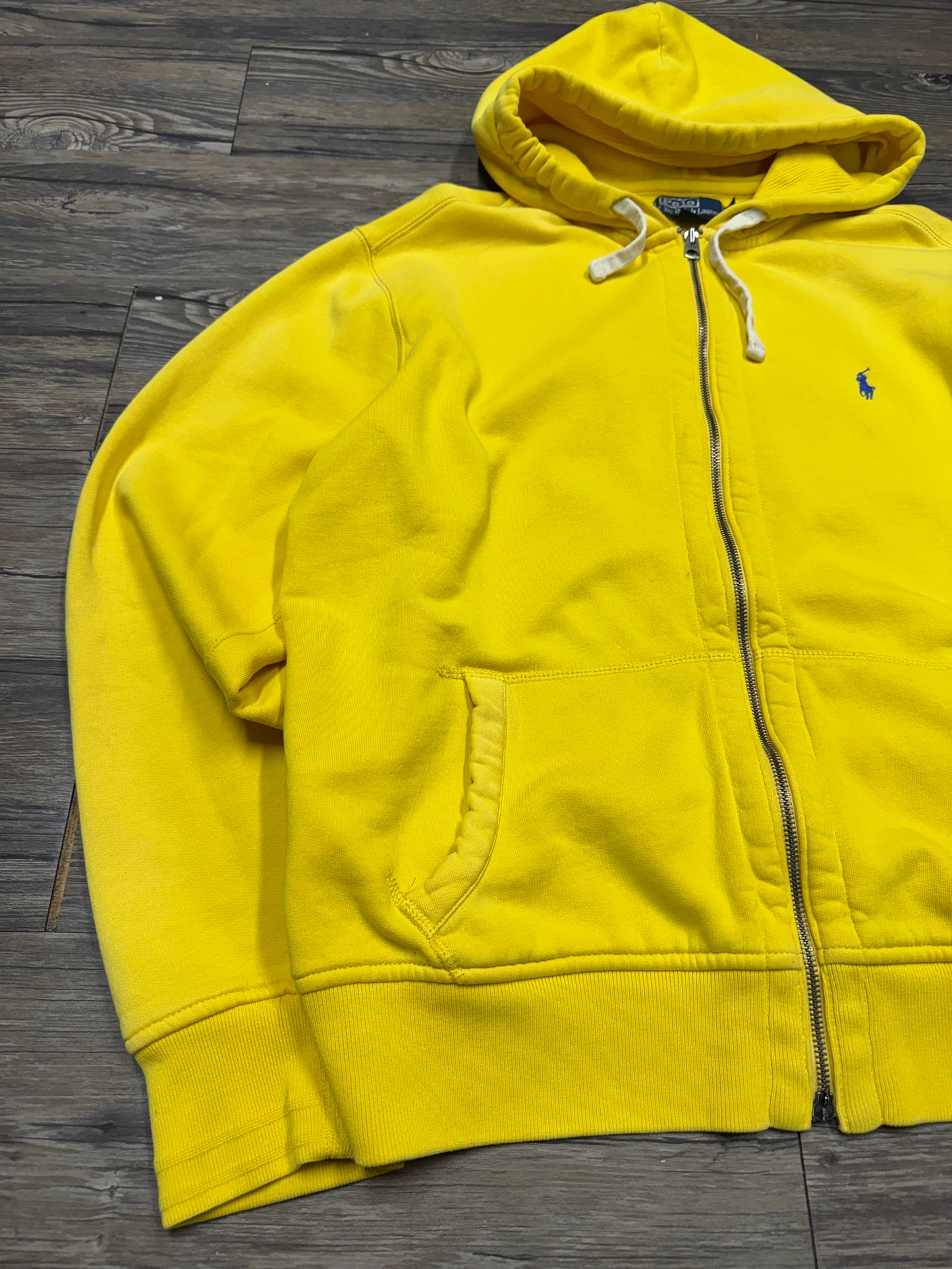 POLO RALPH LAUREN ‘MUSTARD’ ZIP UP HOODED SWEATSHIRT (XL)