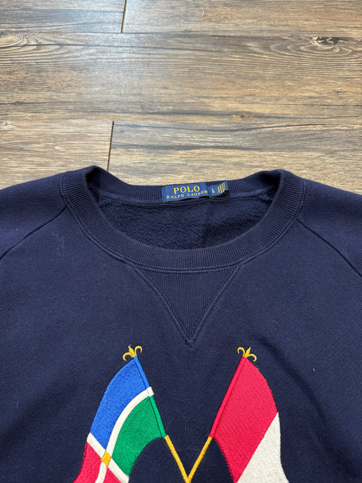 POLO RALPH LAUREN NAVY CROSS FLAG CREWNECK (L)