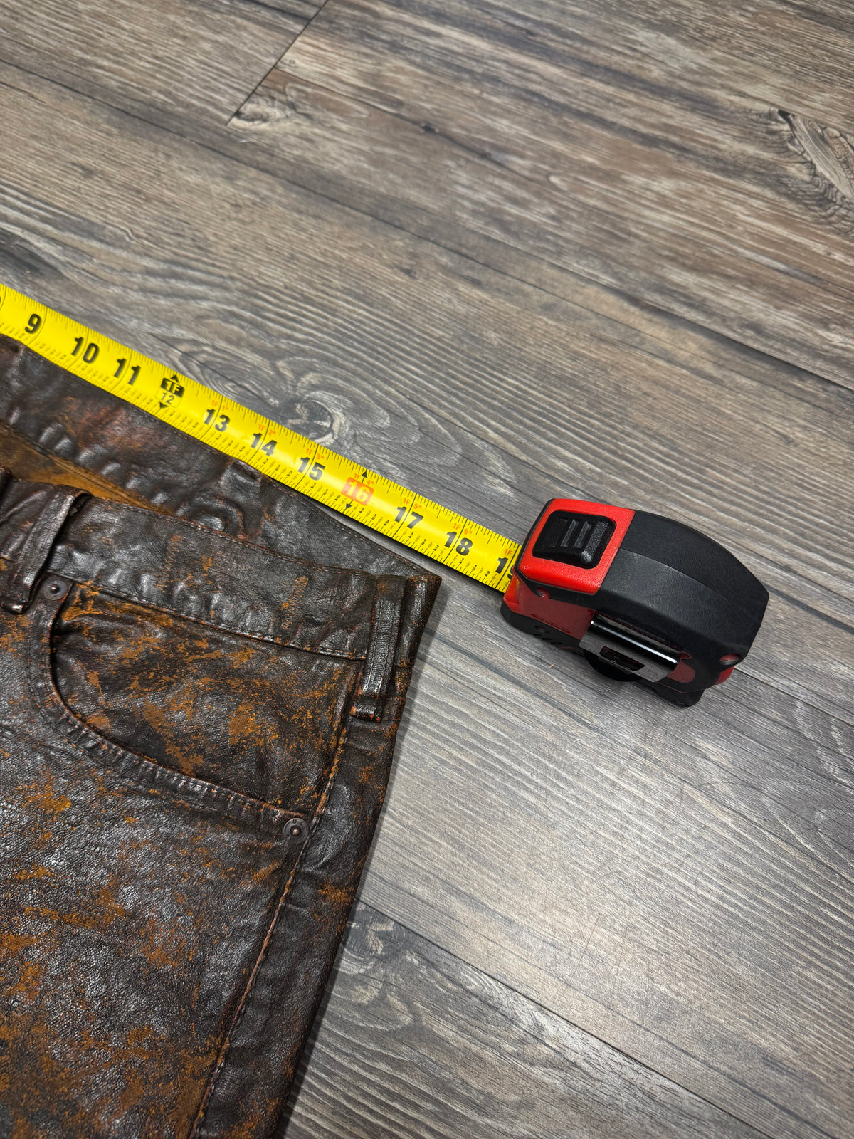 POLO RALPH LAUREN DENIM & SUPPLY WAXED CRACKED BROWN LEATHER PANTS (36)